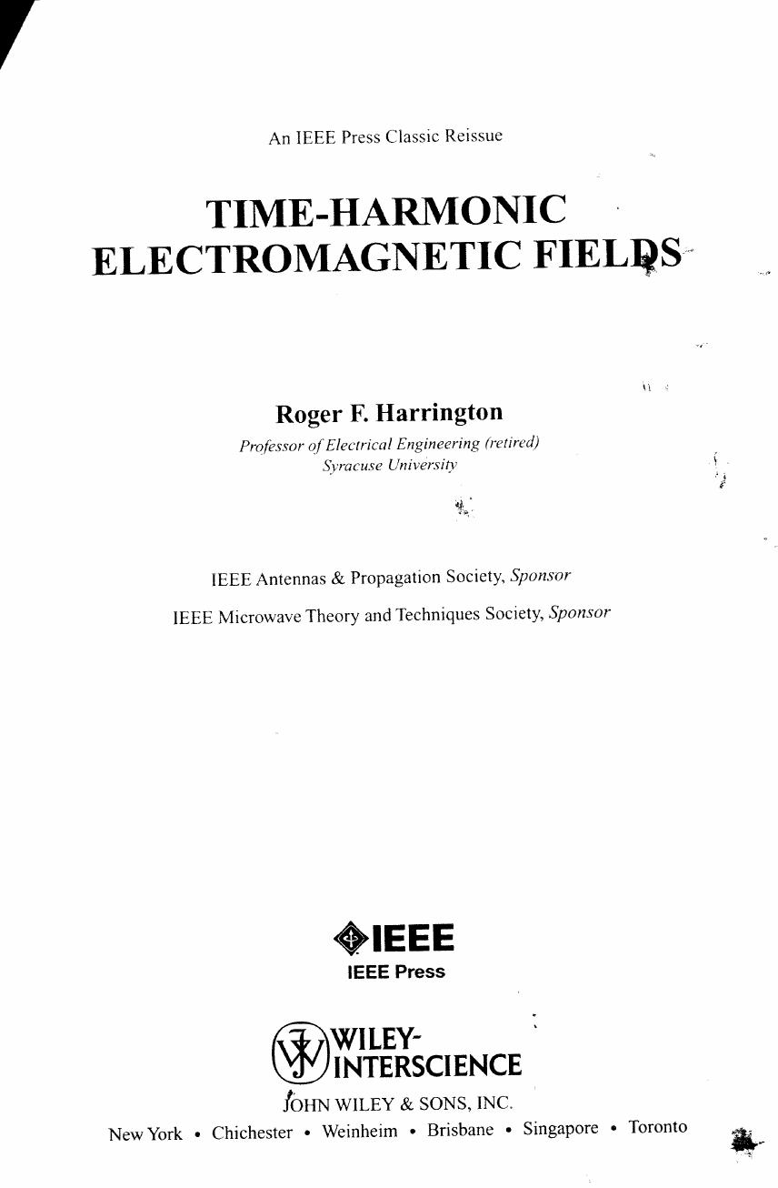 Harrington R.F.-Time-harmonic electromagnetic fields-Institute of Electrical & Electronics Enginee by Unknown