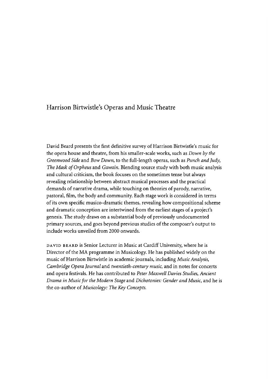 Harrison Birtwistle's Operas and Music Theatre by David Beard