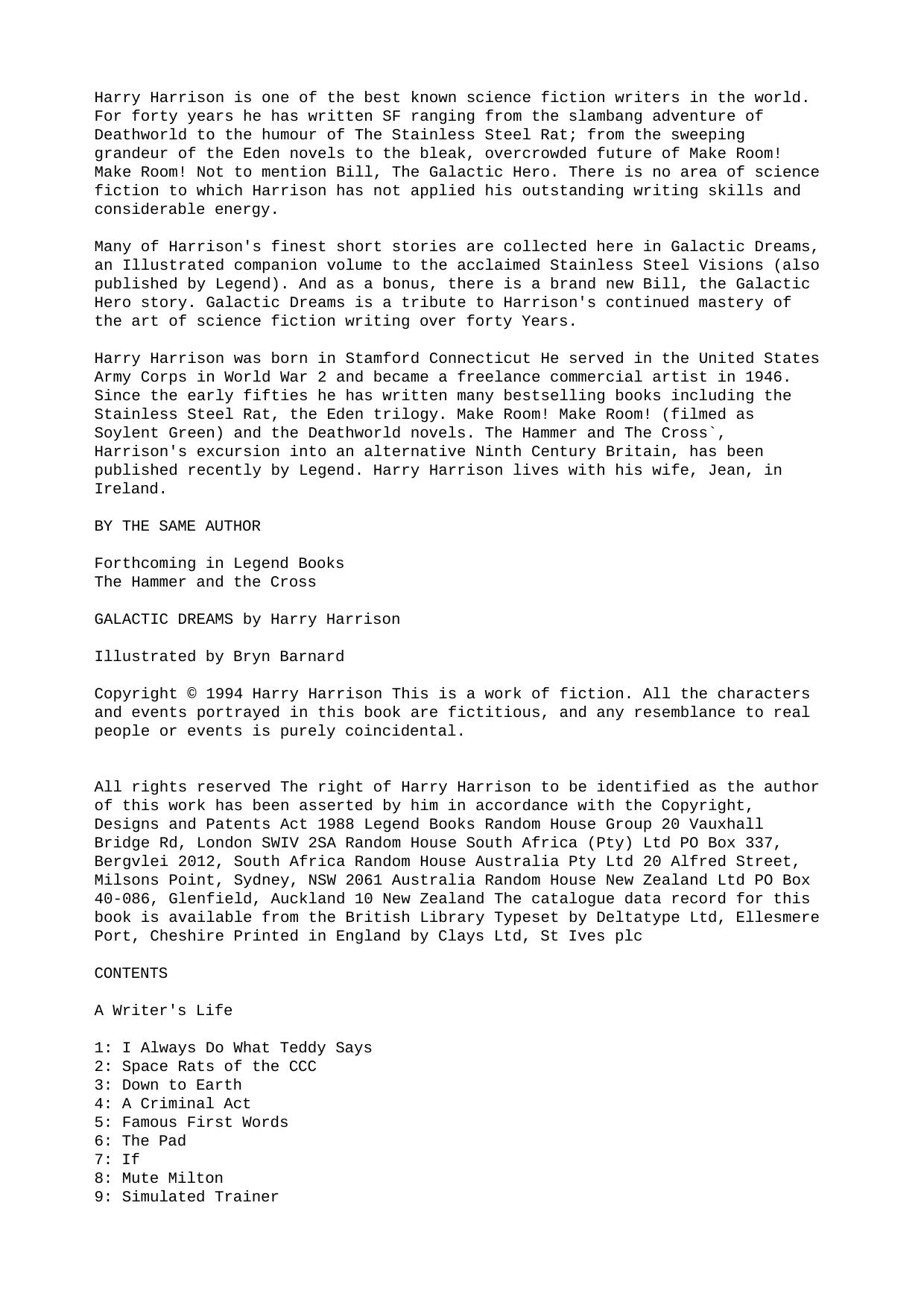 Harry Harrison by Galactic Dreams (SS Collection)