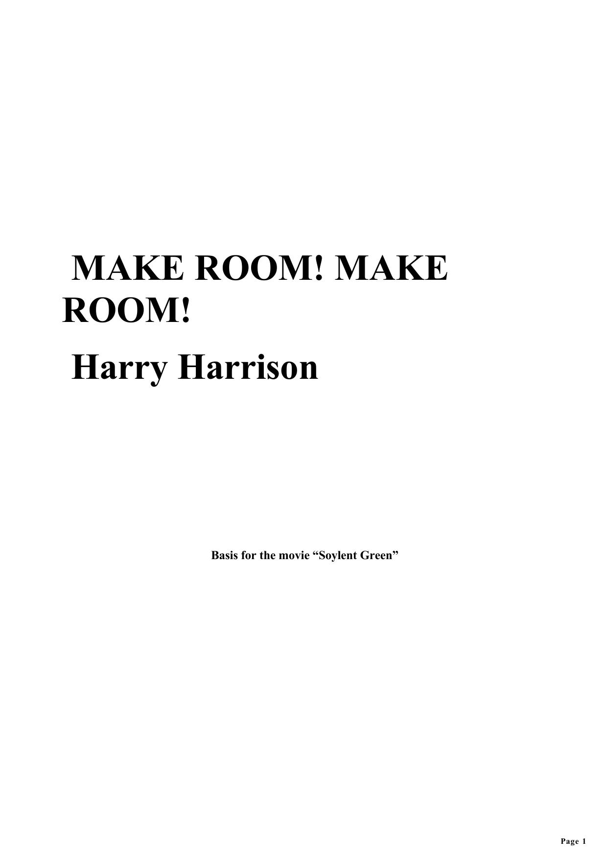 Harry Harrison by Make Room! Make Room!