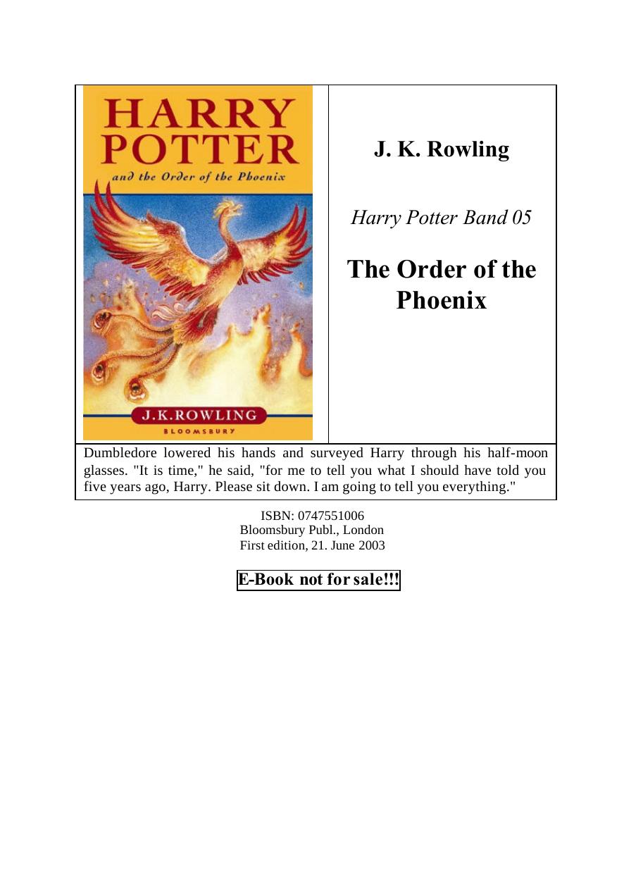 Harry Potter - 05 - Harry Potter and the Order of the Phoenix by J. K. Rowling