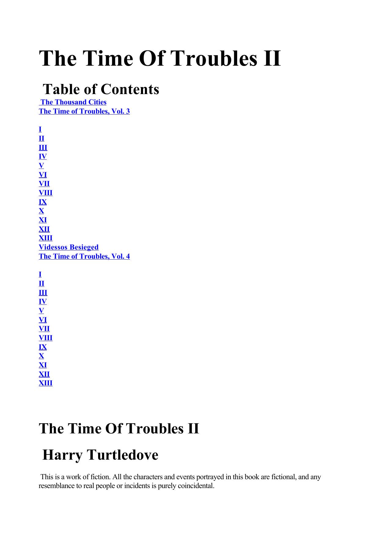 Harry Turtledove The Time Of Troubles Ii by Unknown