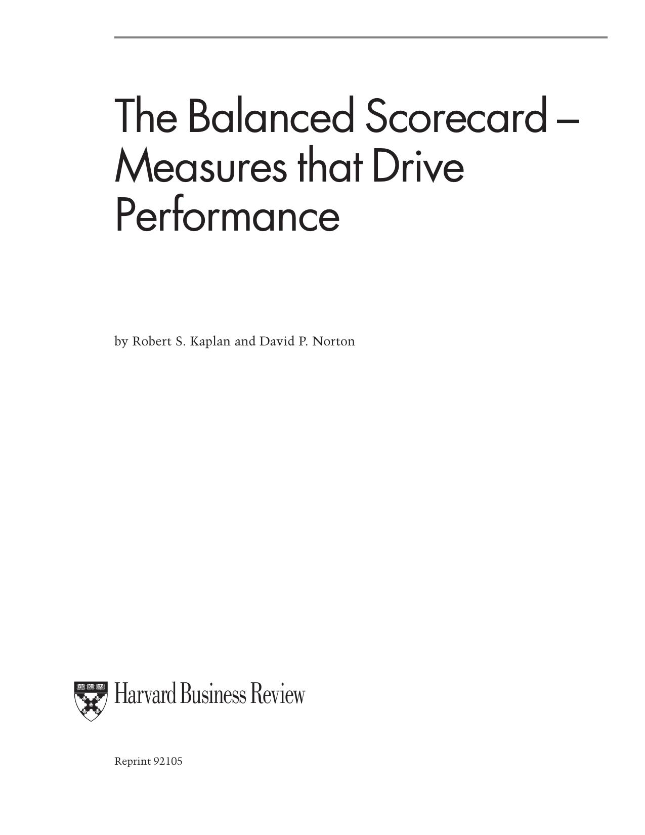 Harvard Business Review - Kapla by Measures That Drive Performance
