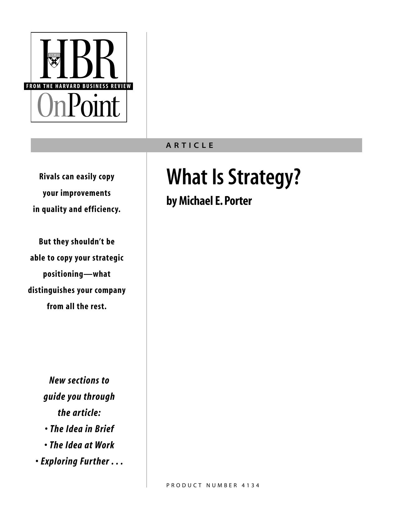 Harvard Business Review - What Is Strategy by Michael Porter