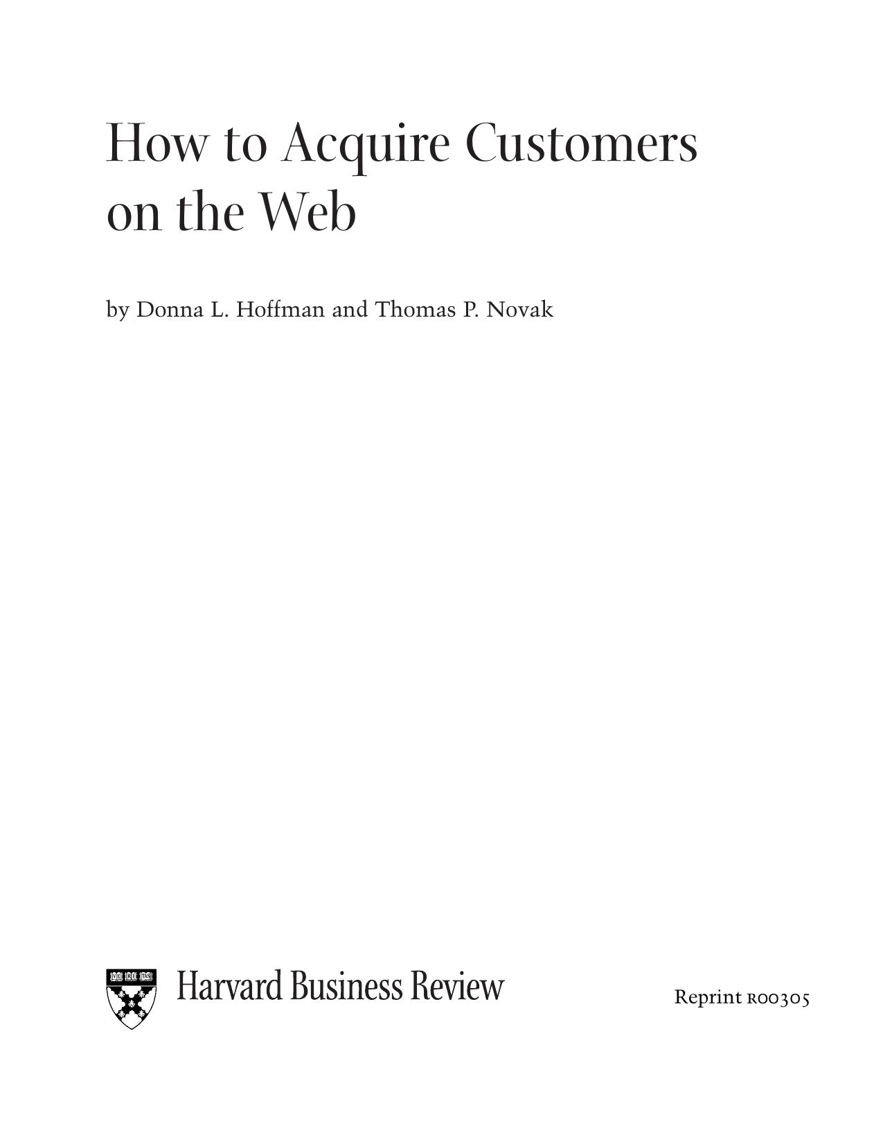Harvard Business Review by How To Acquire Customers On The Web