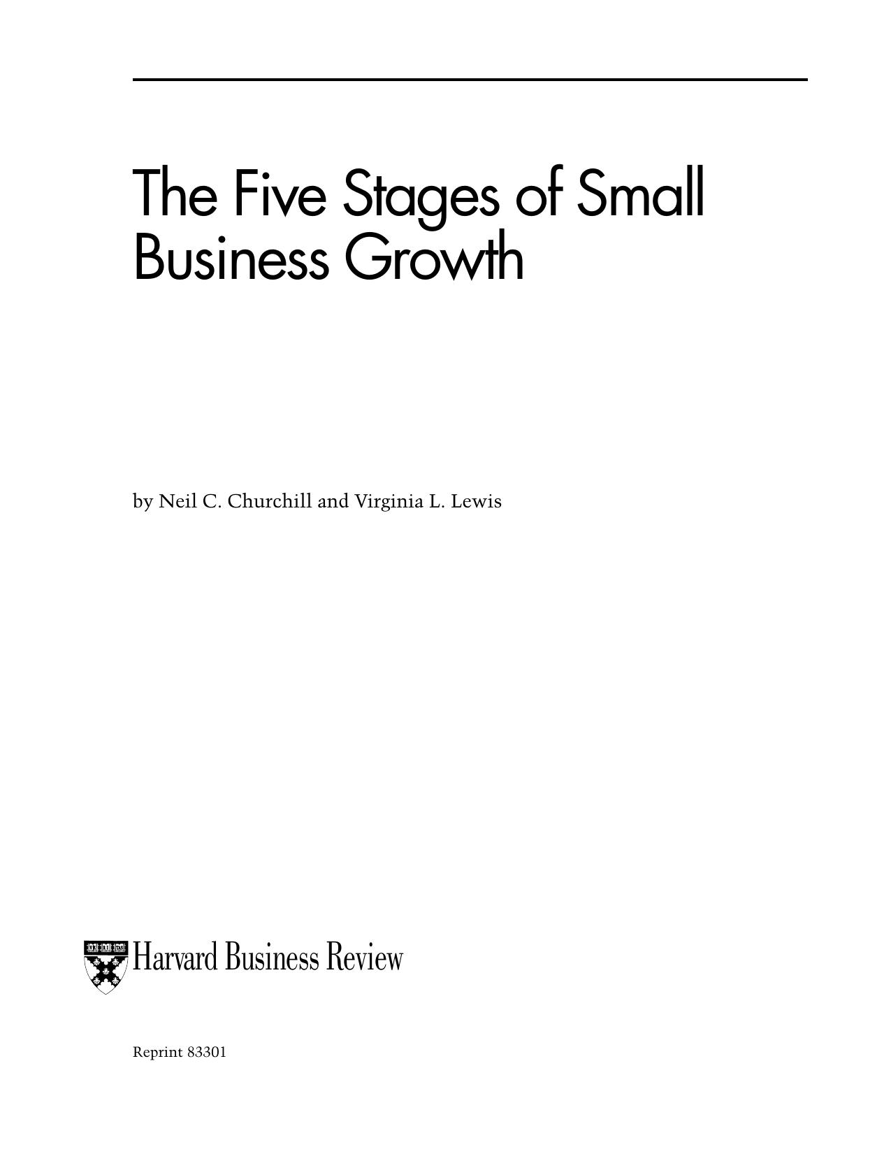 Harvard Business Review by The 5 Stages Of Small Business Growth