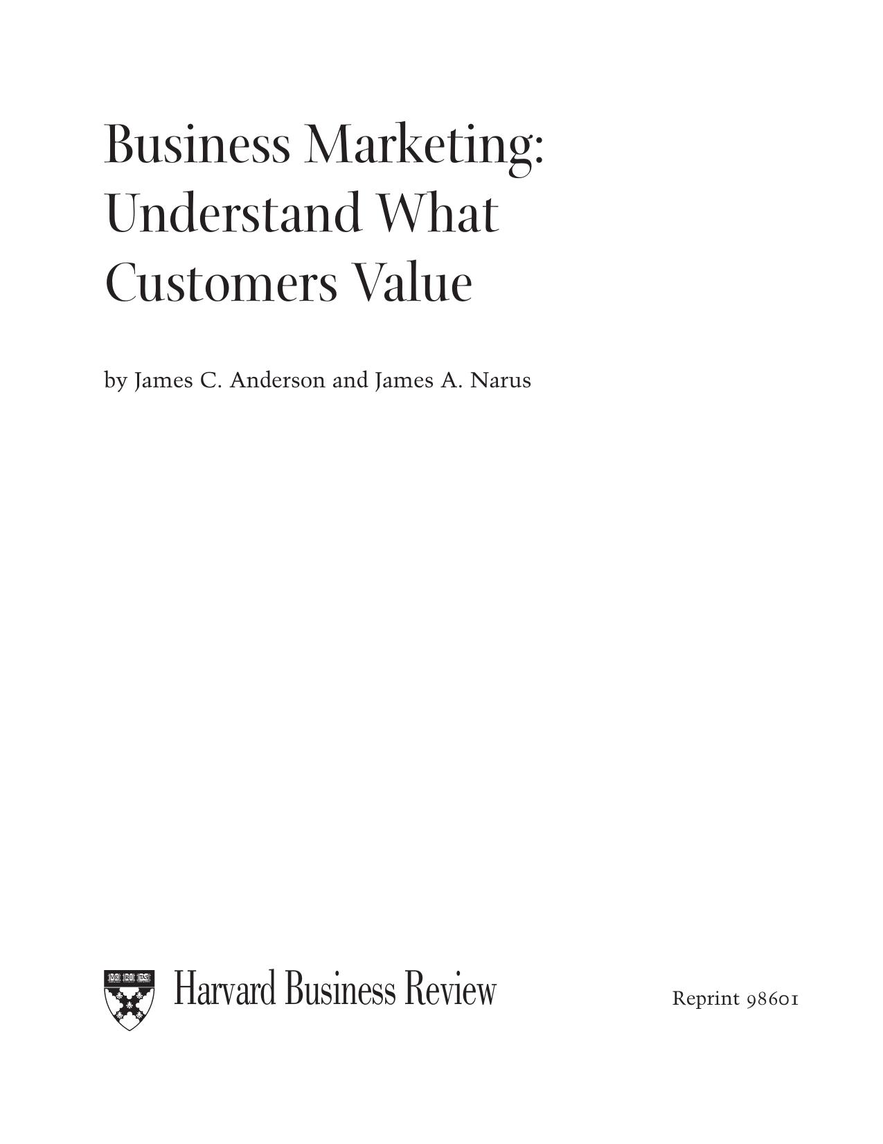 Harvard Business Review by Understanding What Customers Value-Article