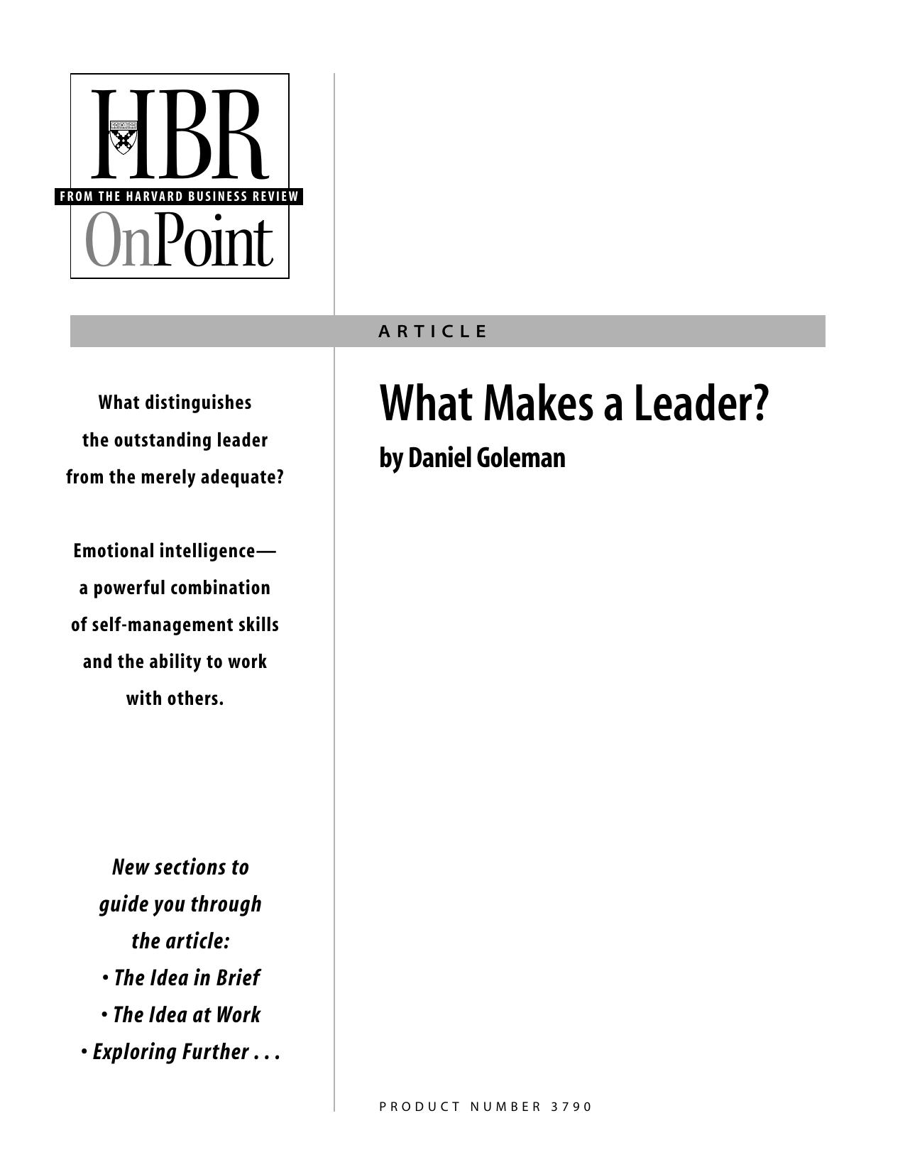 Harvard Business Review by What Makes a Leader
