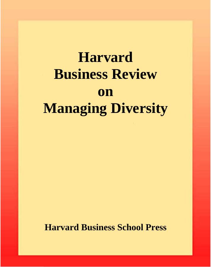 Harvard Business Review on Managing Diversity (Repost) by Unknow