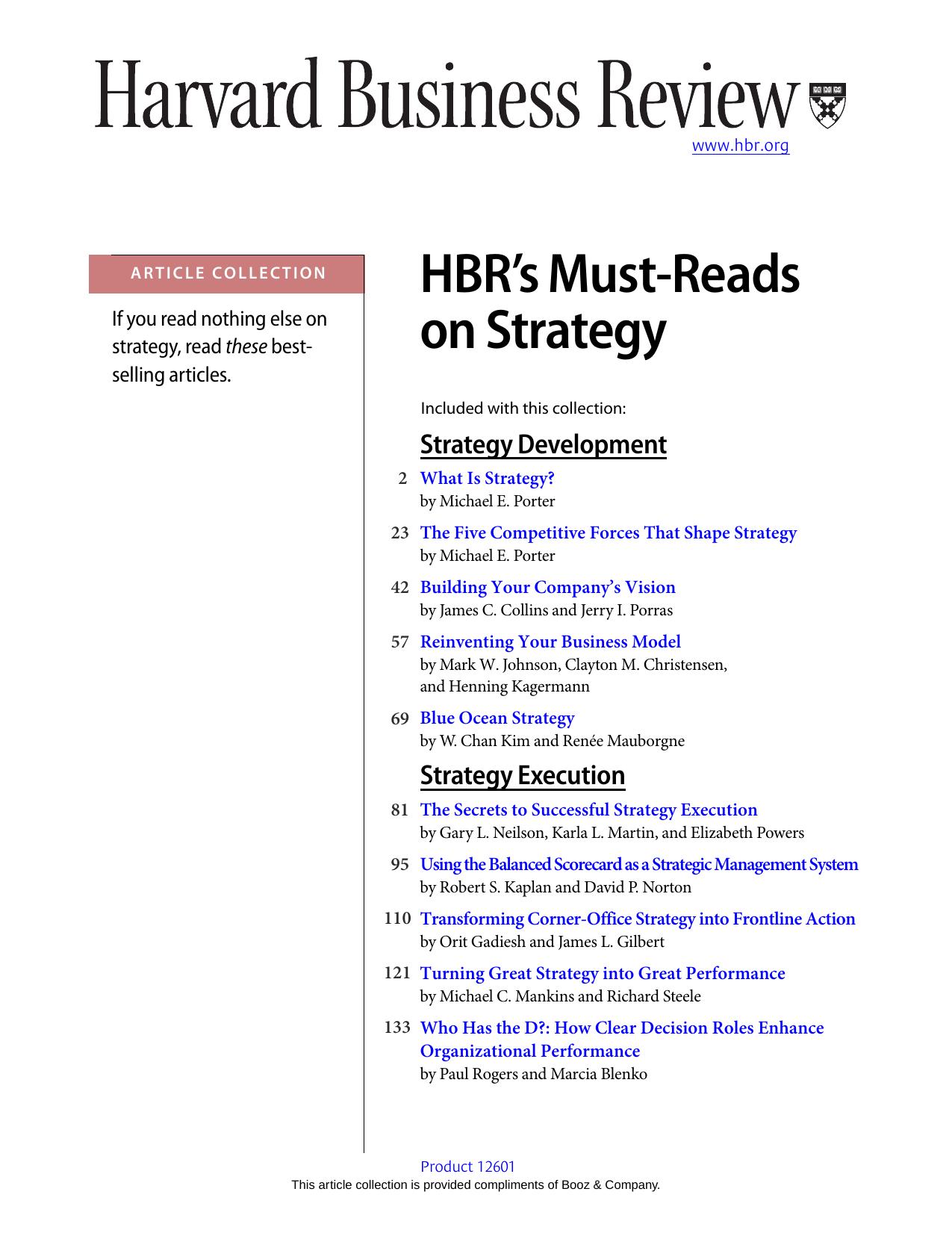 Harvards Business Review Must-Reads on Strategy by Harvard Business Review