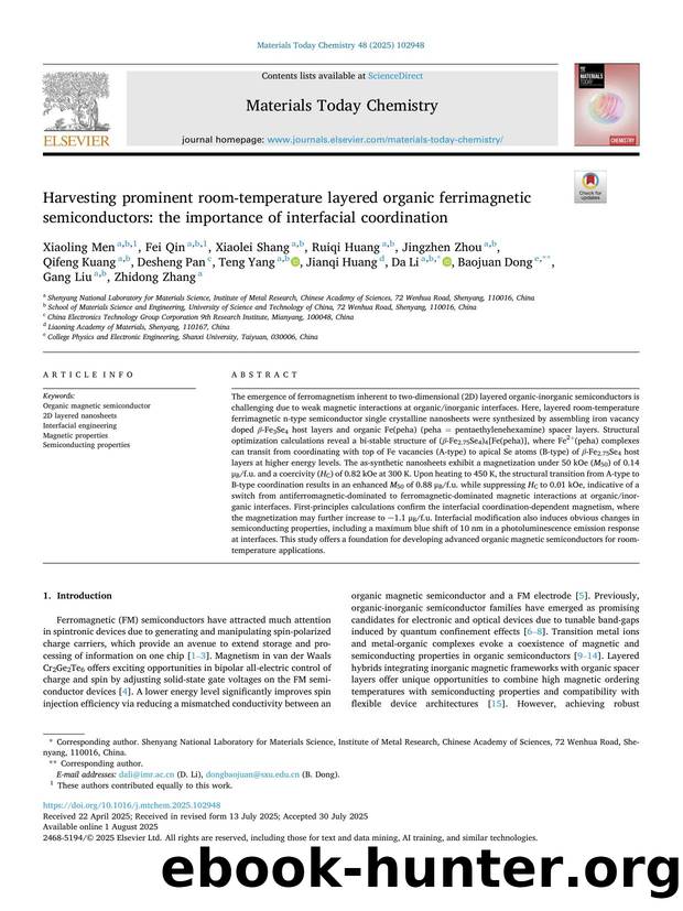Harvesting prominent room-temperature layered organic ferrimagnetic semiconductors: the importance of interfacial coordination by unknow
