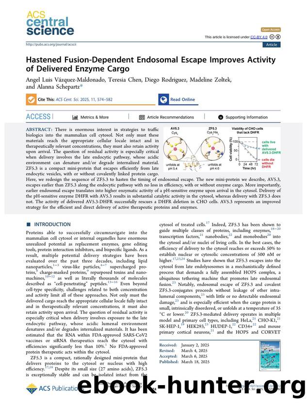 Hastened Fusion-Dependent Endosomal Escape Improves Activity of Delivered Enzyme Cargo by unknow