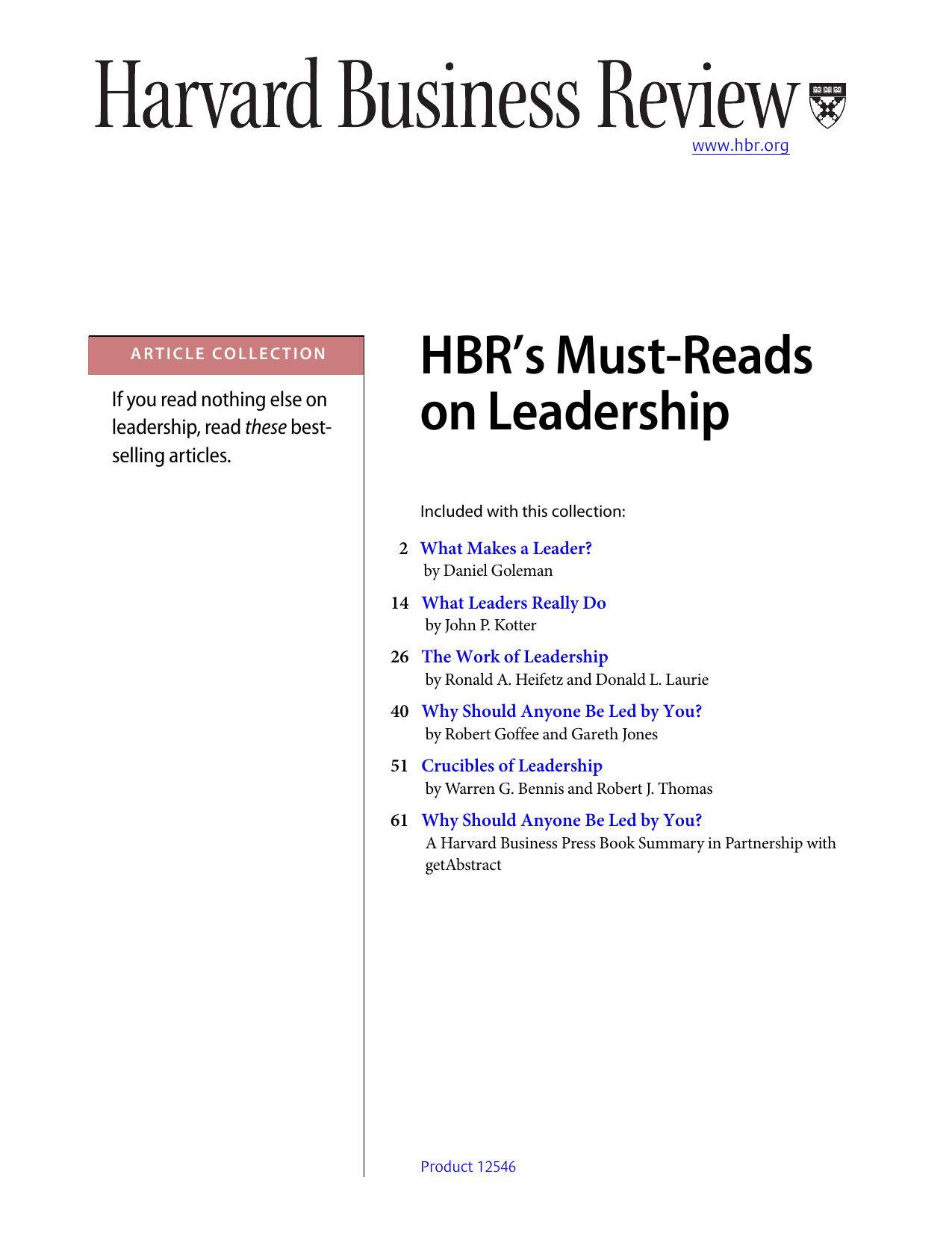 Havard Business Review's 10 must read on Leadership by Daniel Goleman