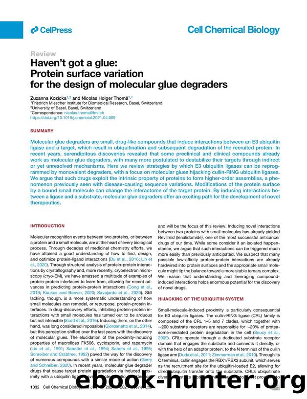 Haven't got a glue: Protein surface variation for the design of molecular glue degraders by Zuzanna Kozicka & Nicolas Holger Thomä