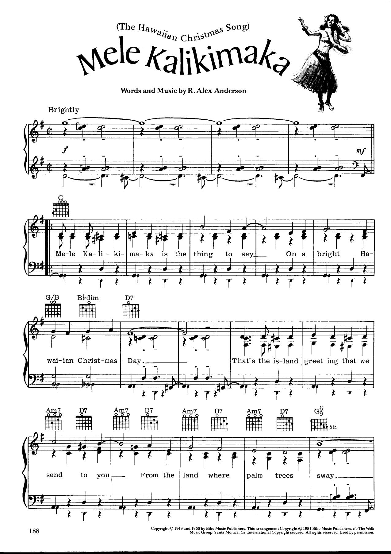 Hawiian Christmas Song Mele Kalikimaka (newer sheet) by Unknown