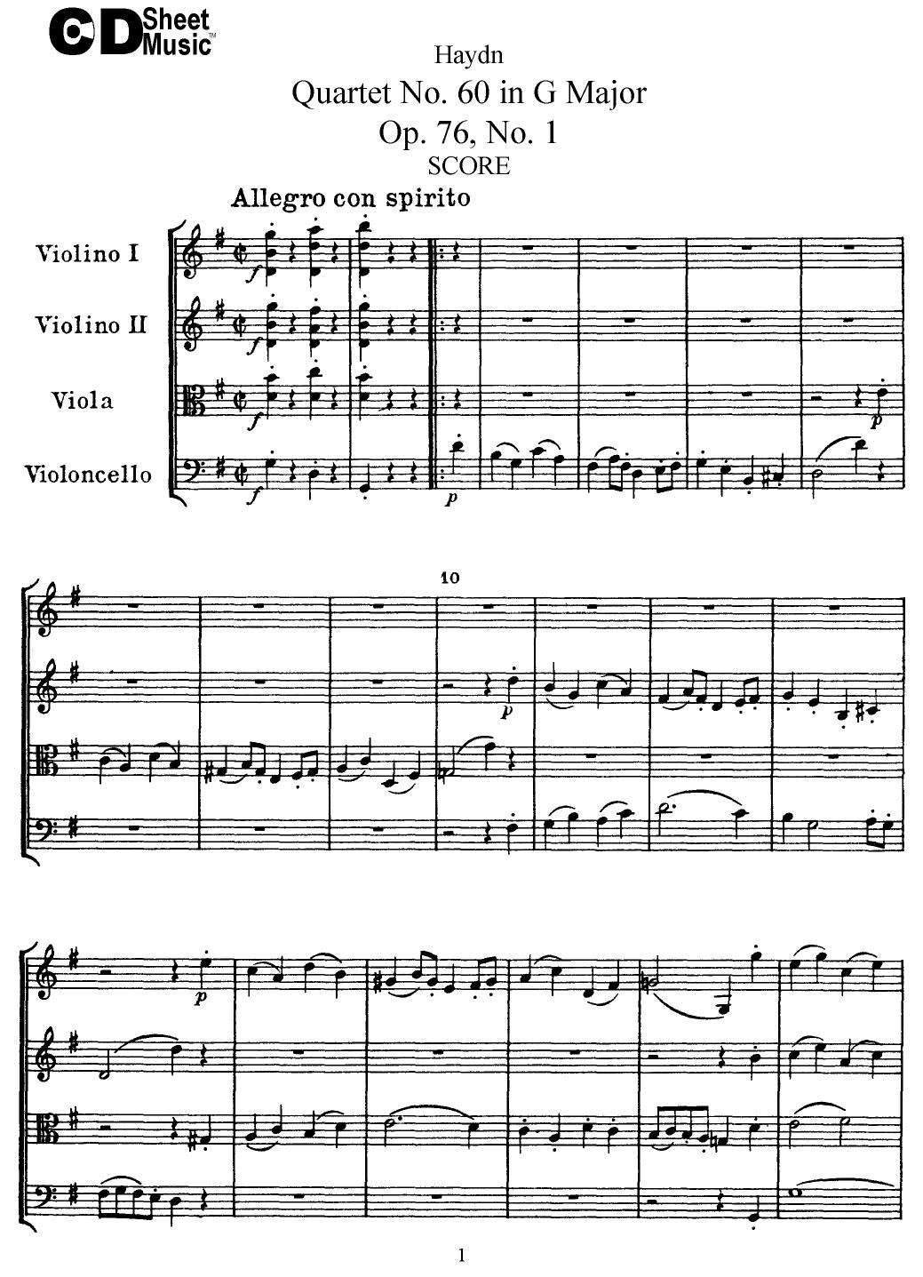 Haydn String Quartets: No. 60 in G Major, Op. 76, No.1 by WBaxley Music Subito Music Corp & Stephens Pub. Co