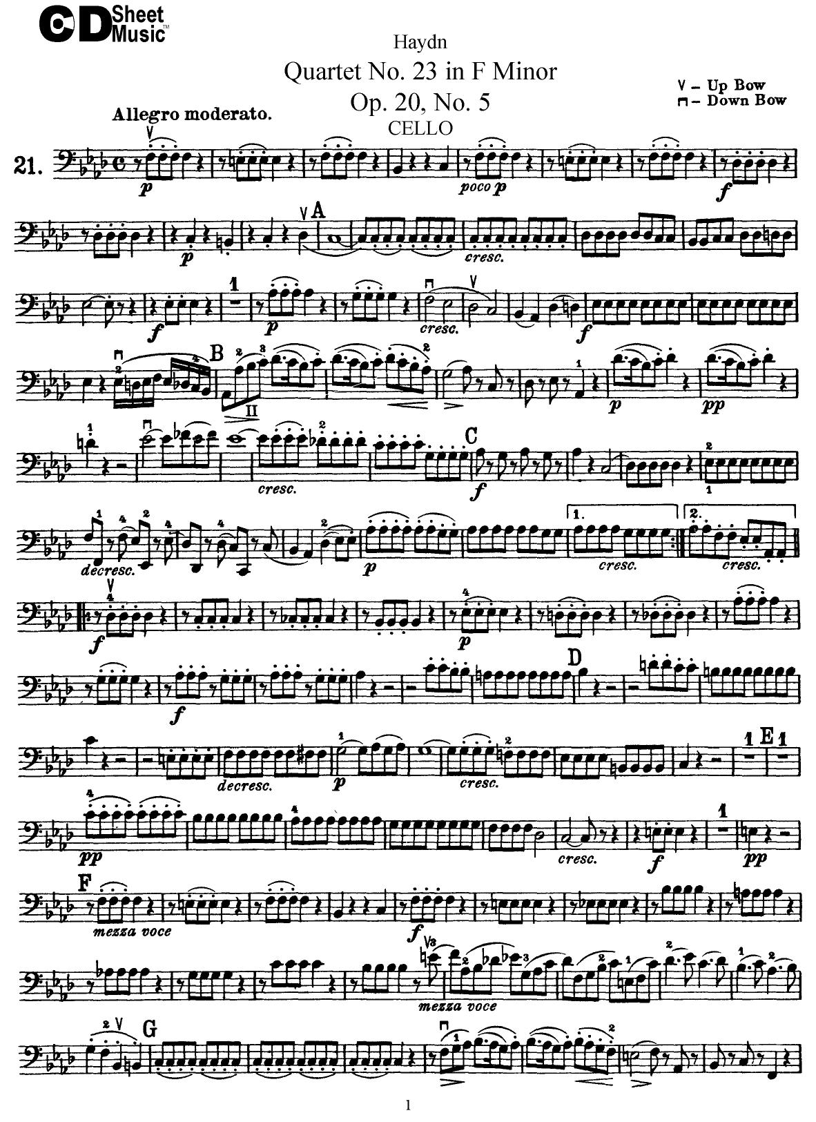 Haydn String Quartets: No.23 in F Minor, Op.20, No.5 by WBaxley Music Subito Music Corp & Stephens Pub. Co