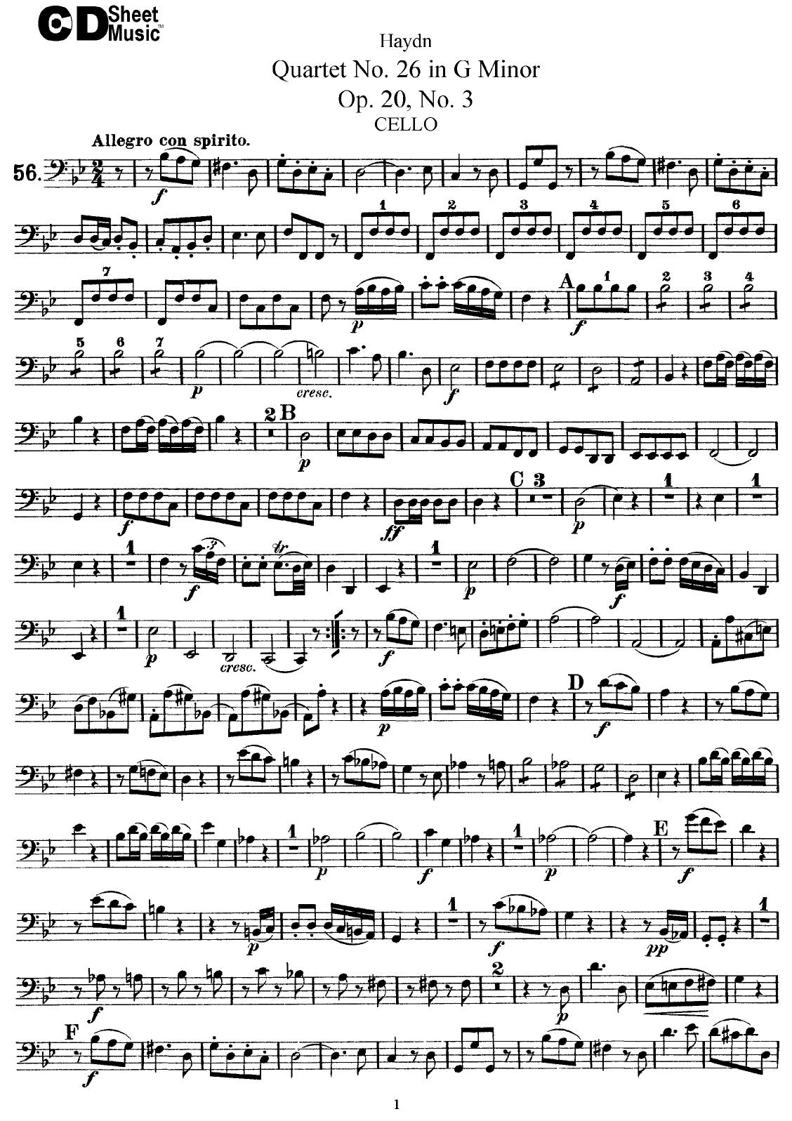 Haydn String Quartets: No.26 in G Minor, Op.20, No.3 by WBaxley Music Subito Music Corp & Stephens Pub. Co