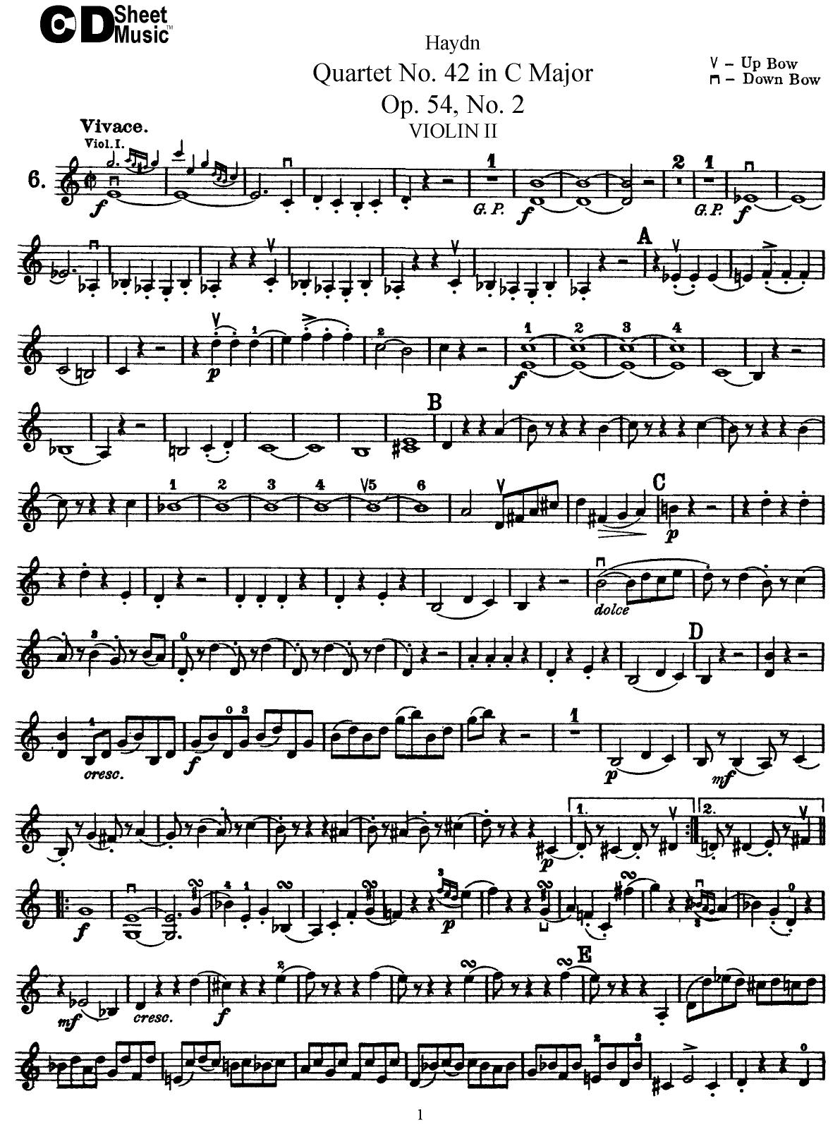 Haydn String Quartets: No.42 in C Major, Op.54 No.2 by WBaxley Music Subito Music Corp & Stephens Pub. Co