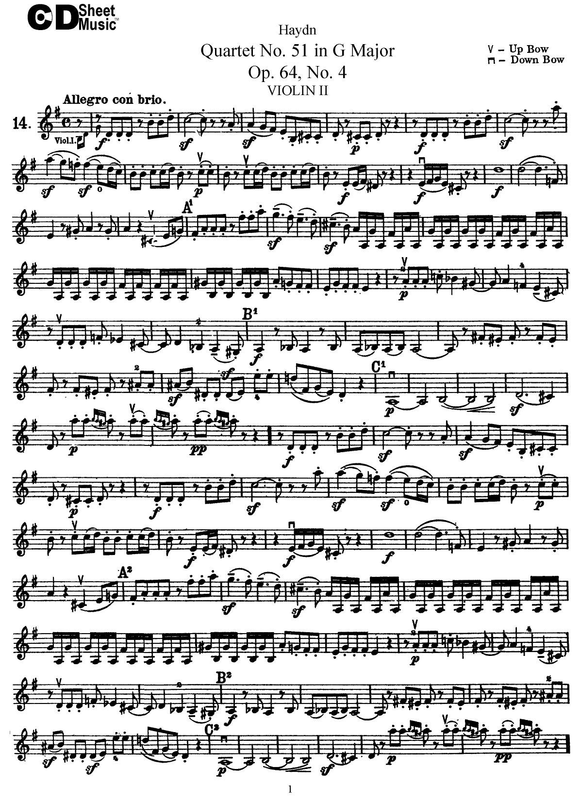 Haydn String Quartets: No.51 in G Major, Op.64, No.4 by WBaxley Music Subito Music Corp & Stephens Pub. Co