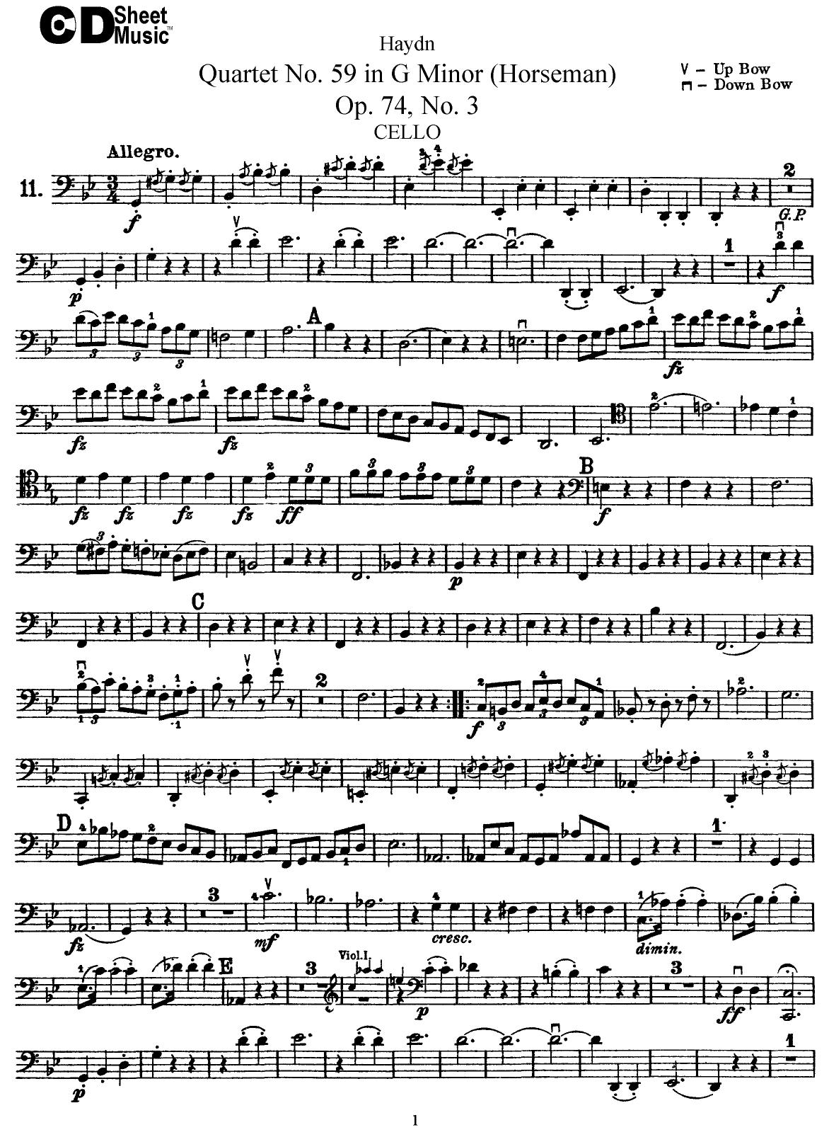 Haydn String Quartets: No.59 in G Minor, Op.74, No.3 by WBaxley Music Subito Music Corp & Stephens Pub. Co