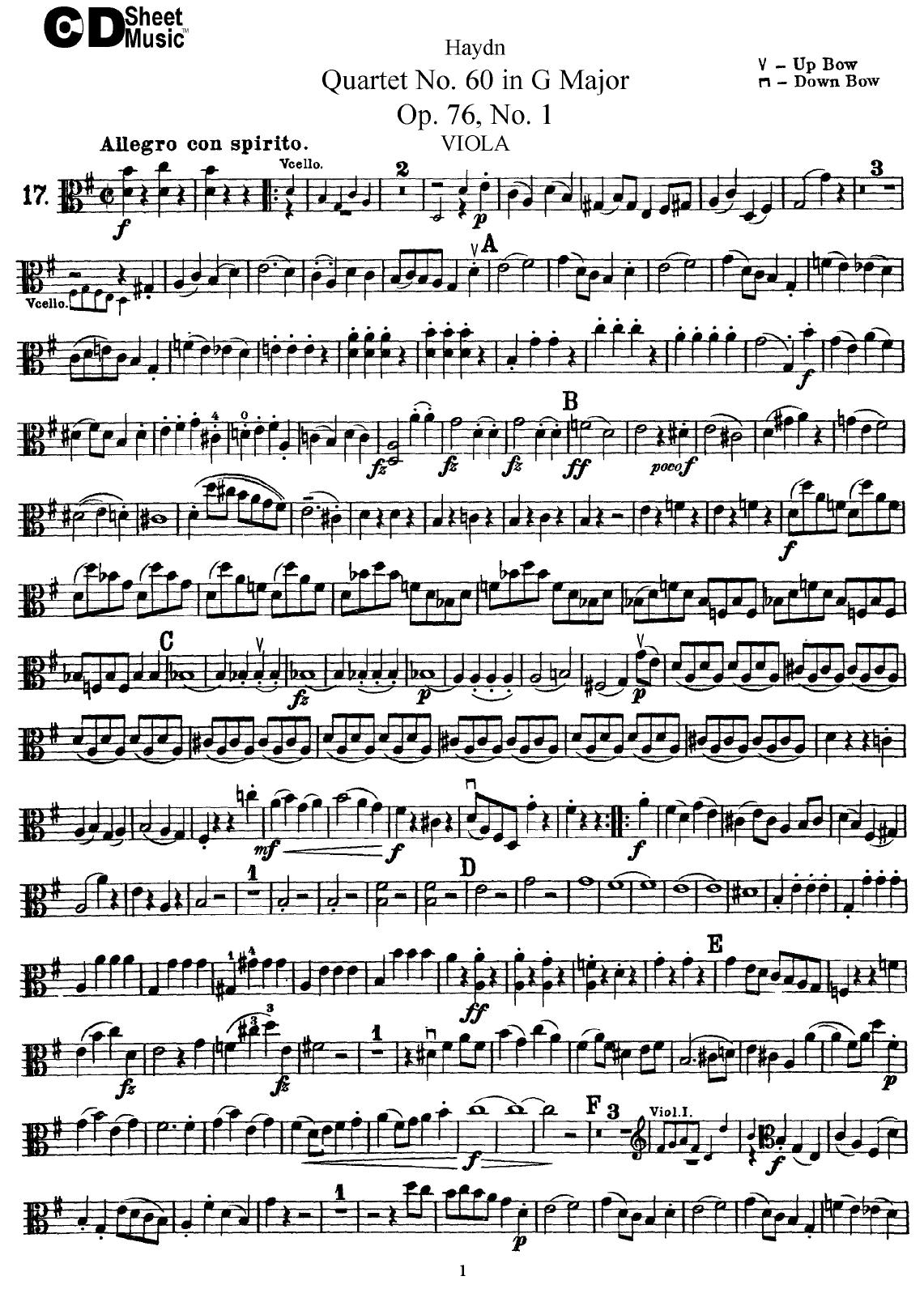 Haydn String Quartets: No.60 in G Major, Op.76, No.1 by WBaxley Music Subito Music Corp & Stephens Pub. Co