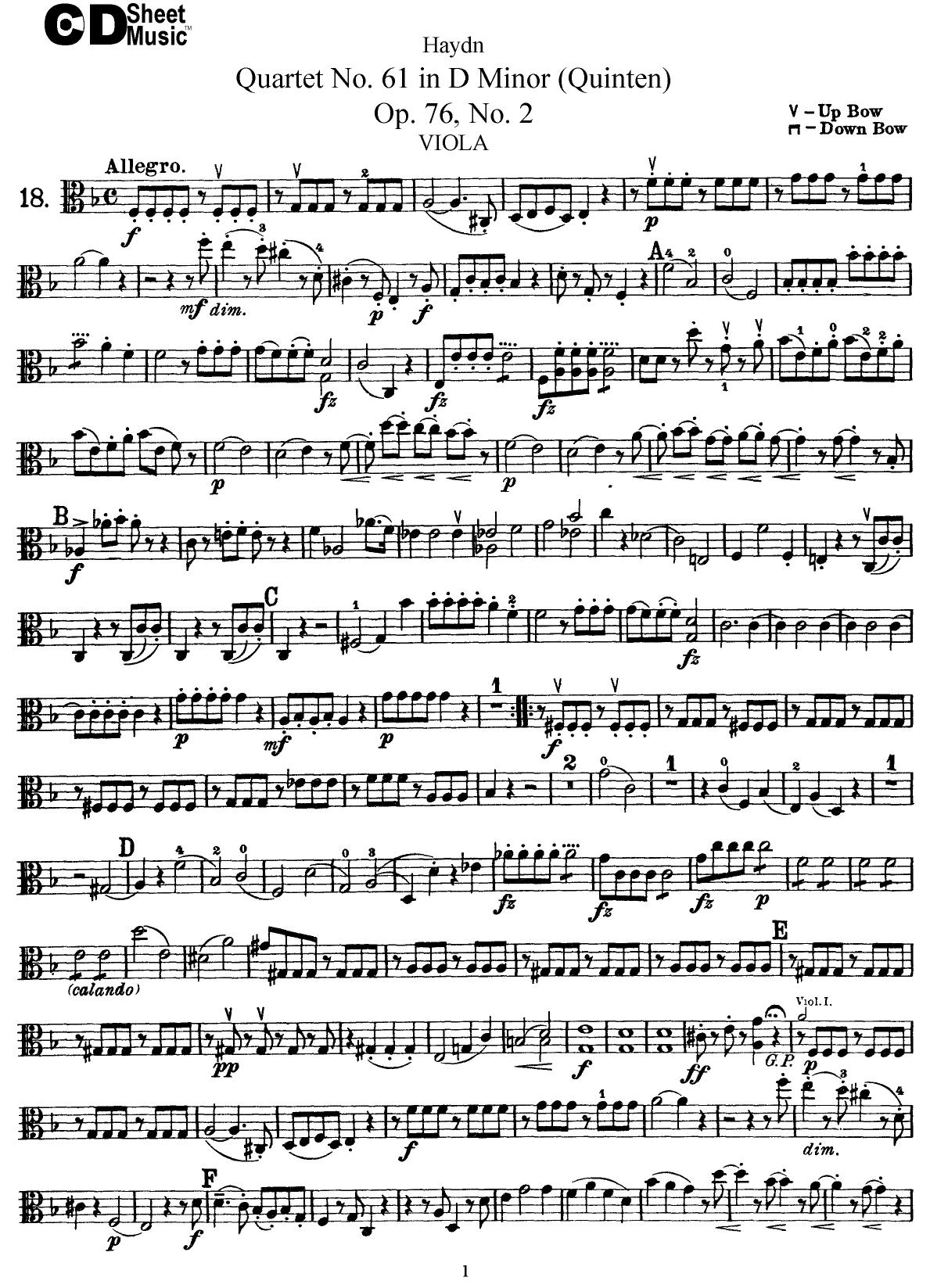 Haydn String Quartets: No.61 in D Minor Op.76, No.2 by WBaxley Music Subito Music Corp & Stephens Pub. Co