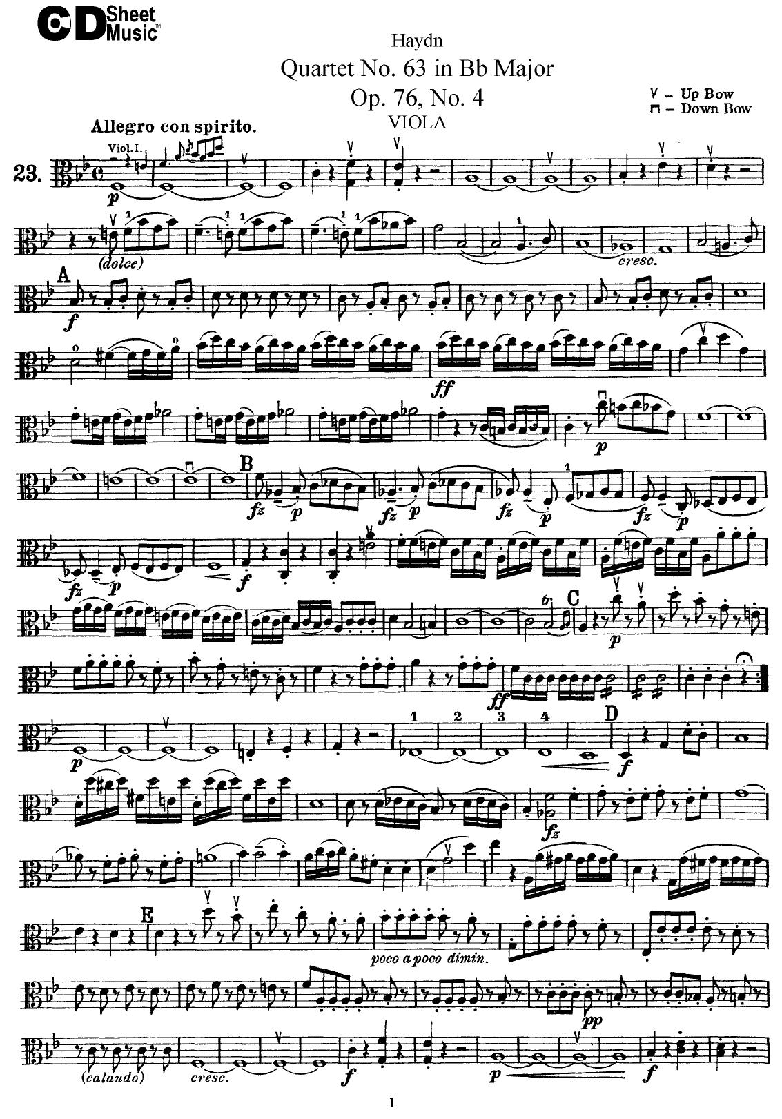 Haydn String Quartets: No.63 in Bb Major, Op.76, No.4 by WBaxley Music Subito Music Corp & Stephens Pub. Co