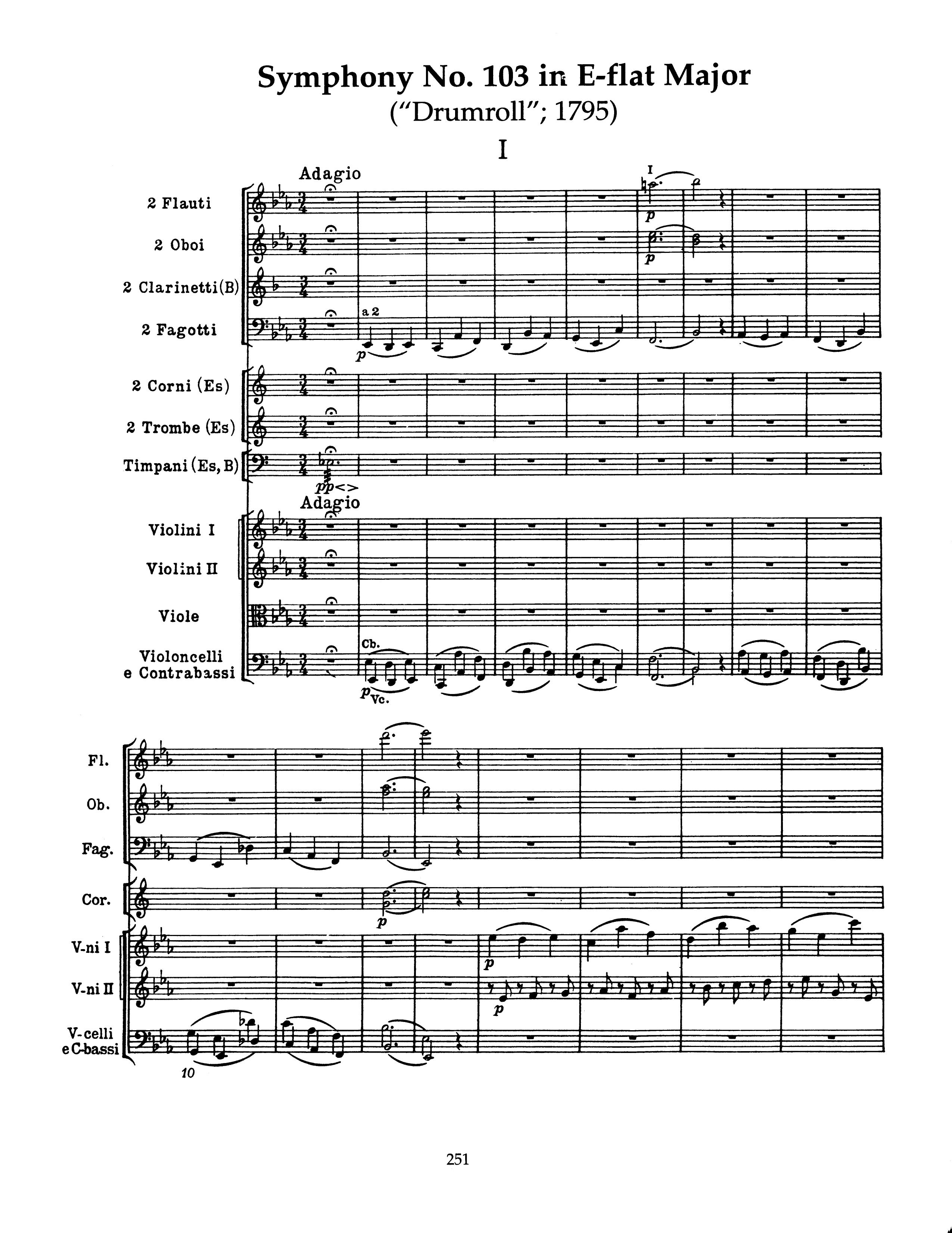 Haydn by Symphony No.103 Mvt.I Full Score