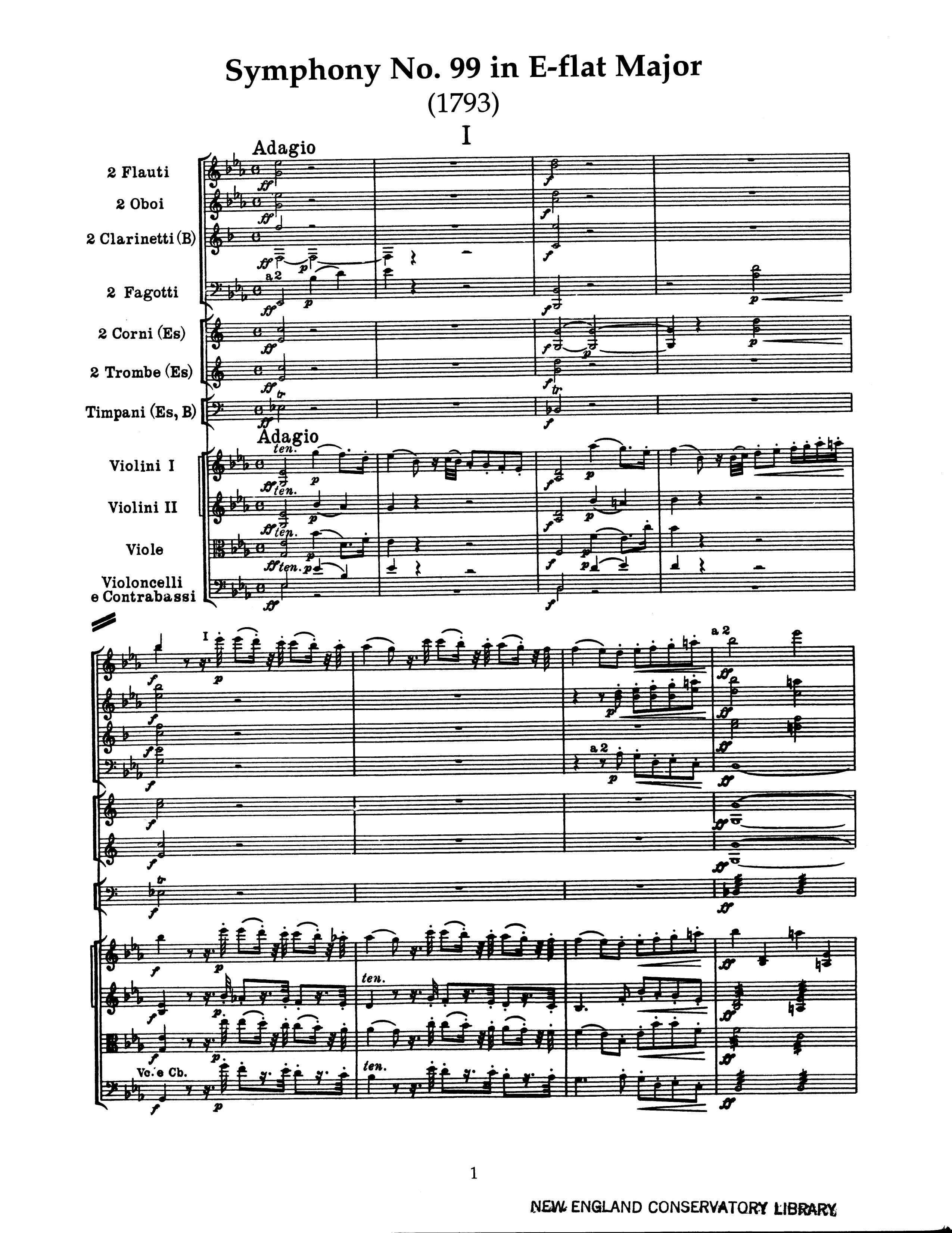 Haydn by Symphony No.99 Mvt.I Full Score