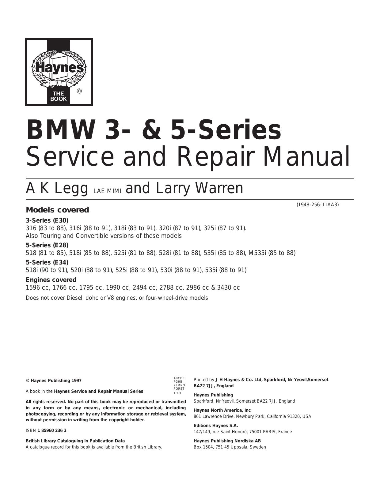 Haynes Bmw 3 & 5 Series Service And Repair Manual by Unknown