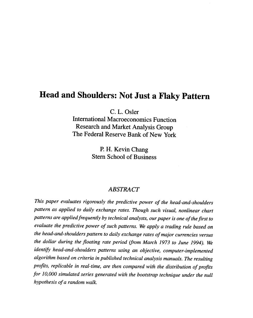 Head and Shoulders: Not Just a Flakey Pattern by Carol L. Osler & P. H. Kevin Chang