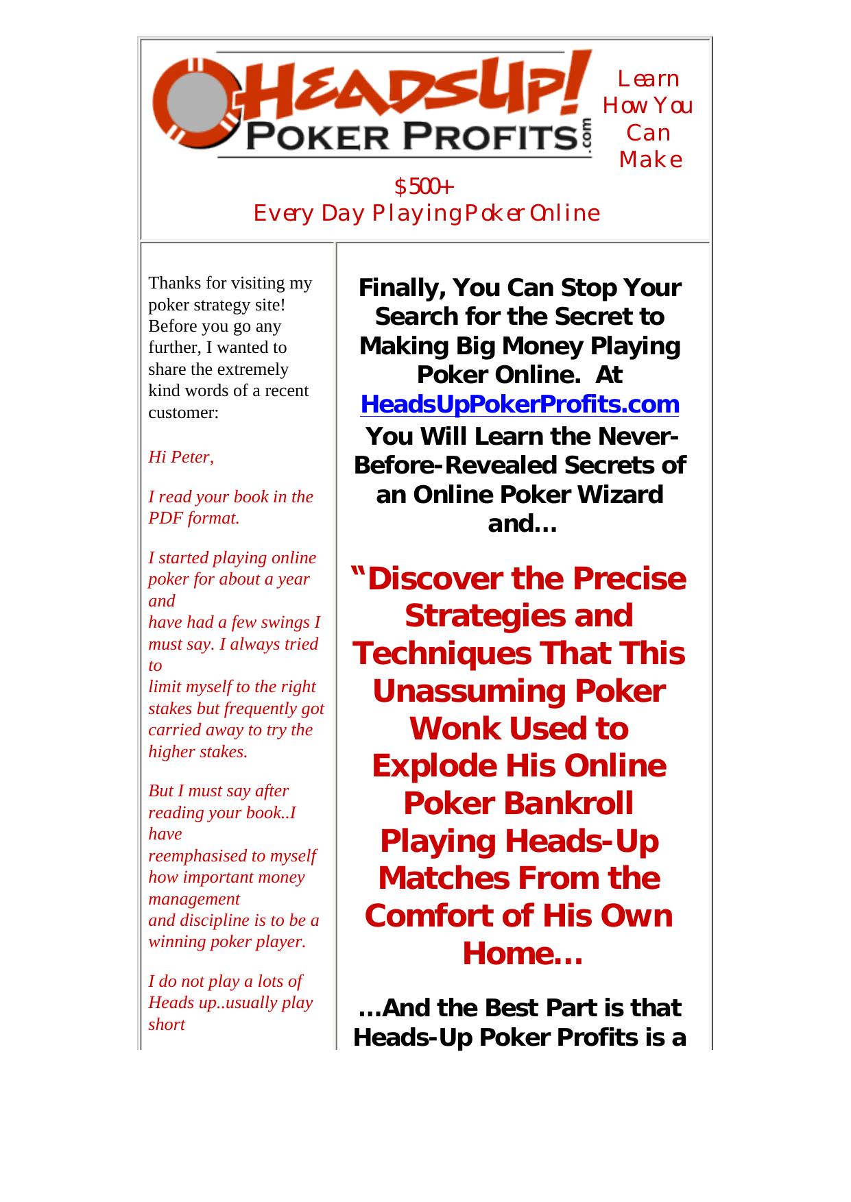 Heads-Up Poker Profits. by Best of Kuszter's Collection