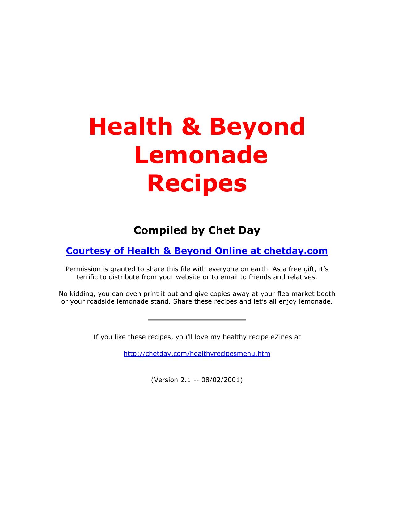 Health & Beyond Lemonade Recipes by Day C