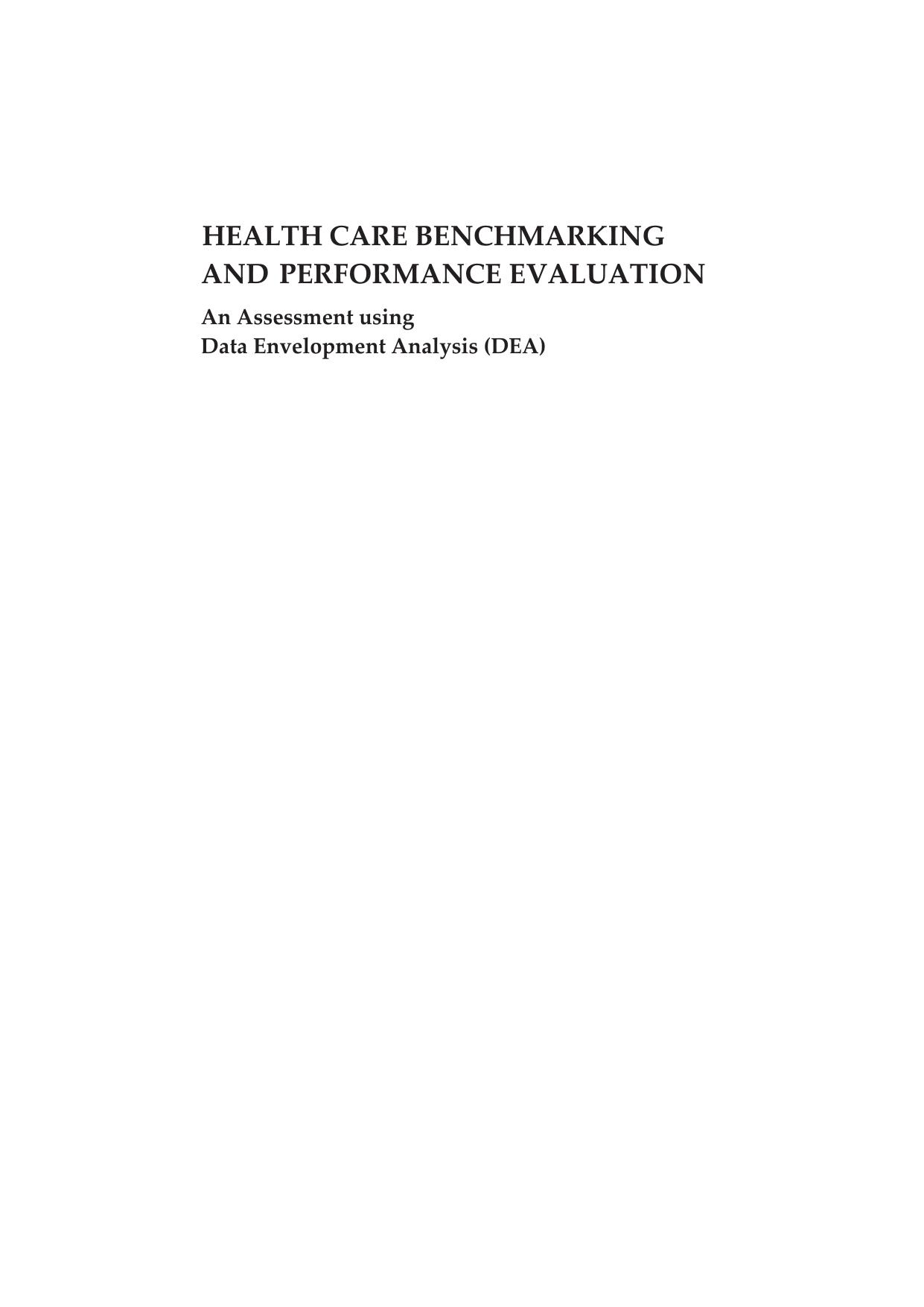 Health Care Benchmarking and Performance Evaluation by Unknow