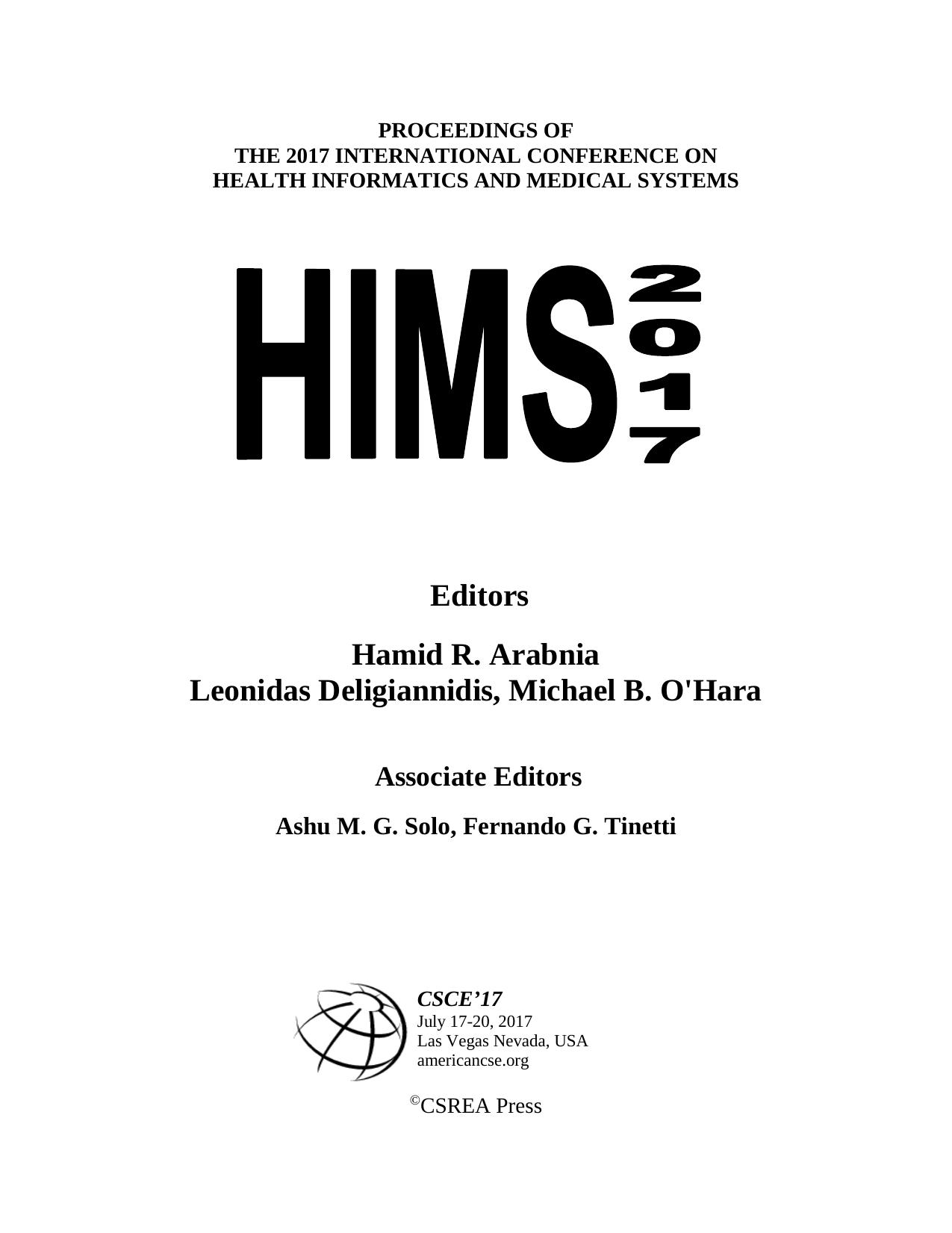 Health Informatics and Medical Systems by Hamid R. Arabnia; Leonidas Deligiannidis; Michael B. O'Hara