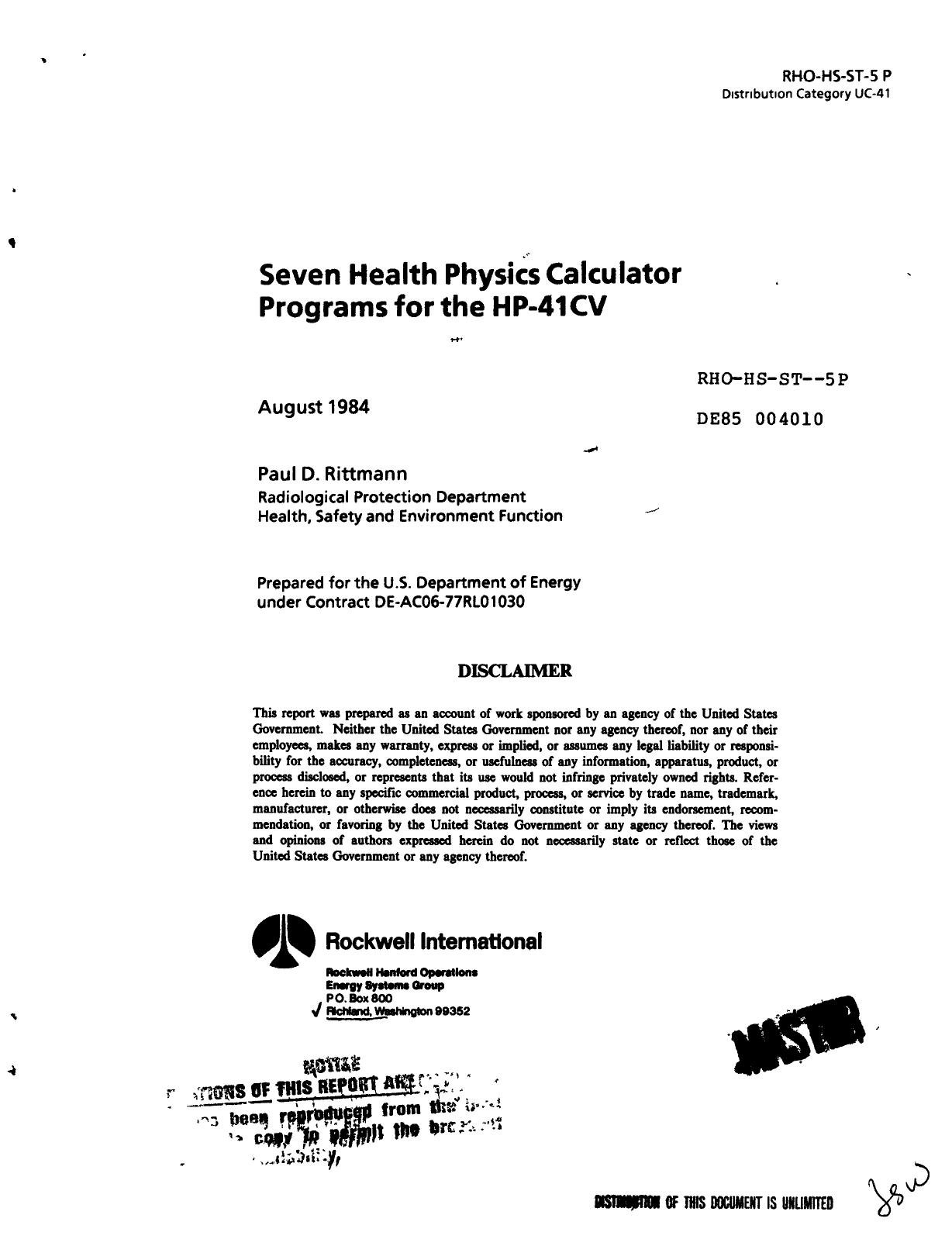 Health Physics Programs by Unknown