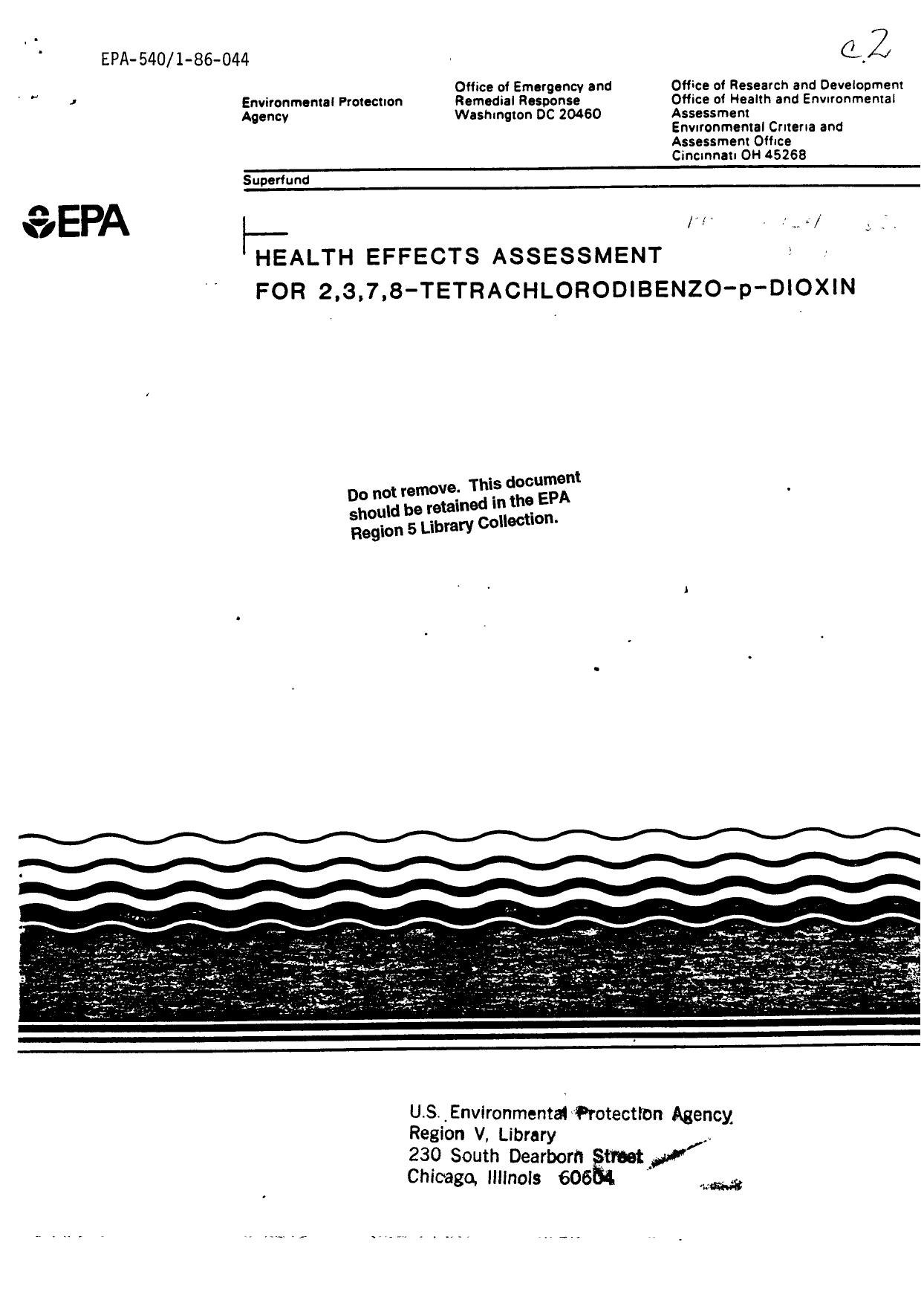 Health-Effects-Assessment-for-Dioxin-1984 by Unknown