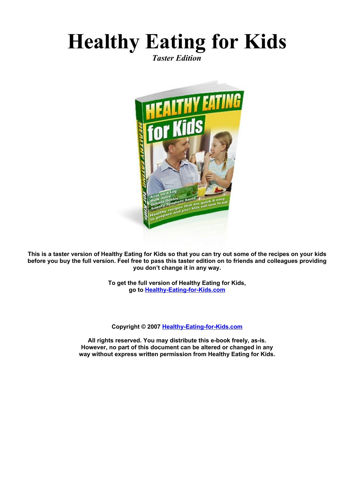 Healthy Eating for Kids by Â© 2006 Enter your company name