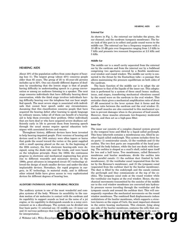 Hearing Aids". In: Wiley Encyclopedia of Electrical and Electronics Engineering by Unknown