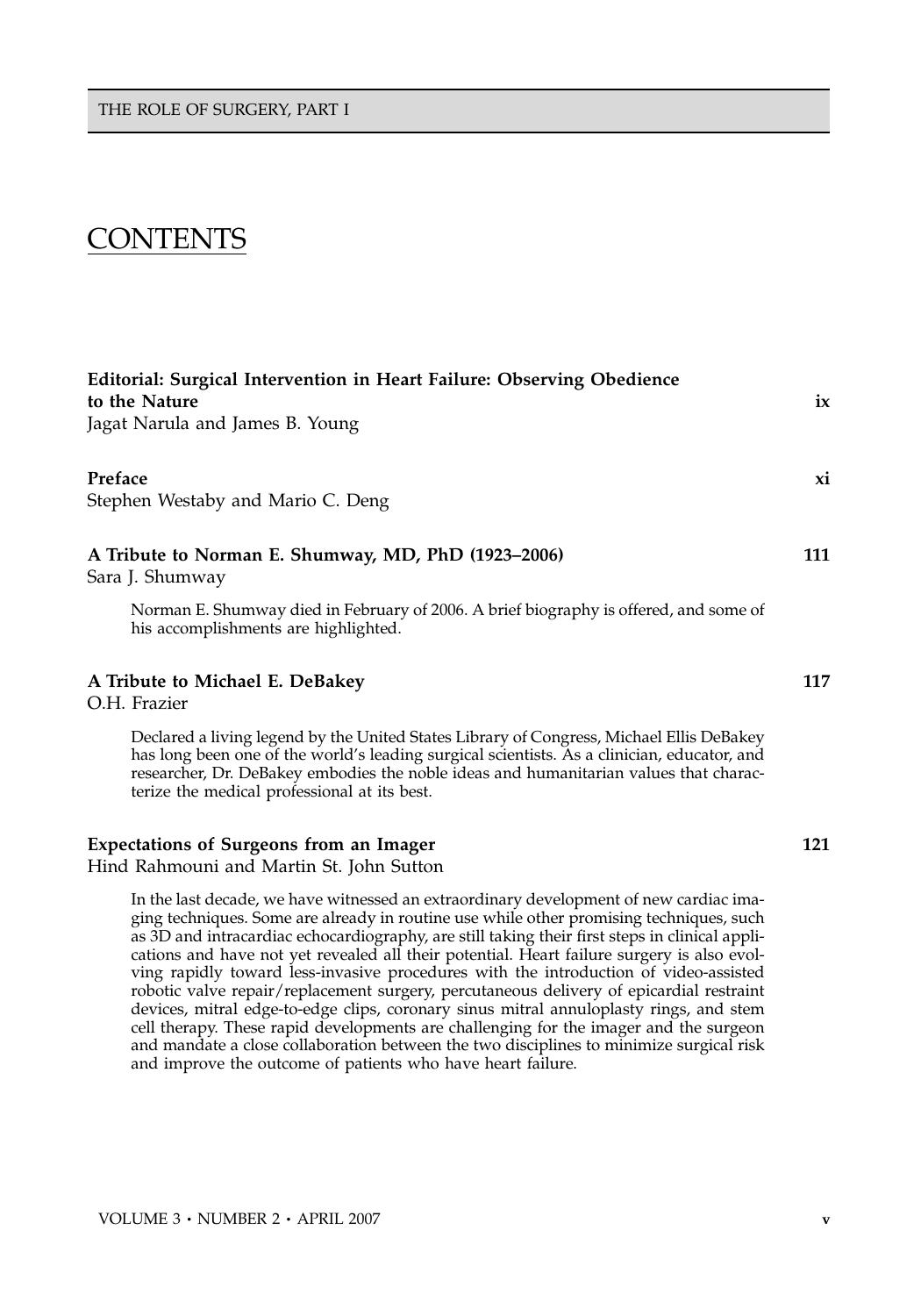 Heart Failure Clinics Vol 03 Issue 02 2007 The Role of Surgery in Heart Failure, Part I by Stephen Westaby M. Deng