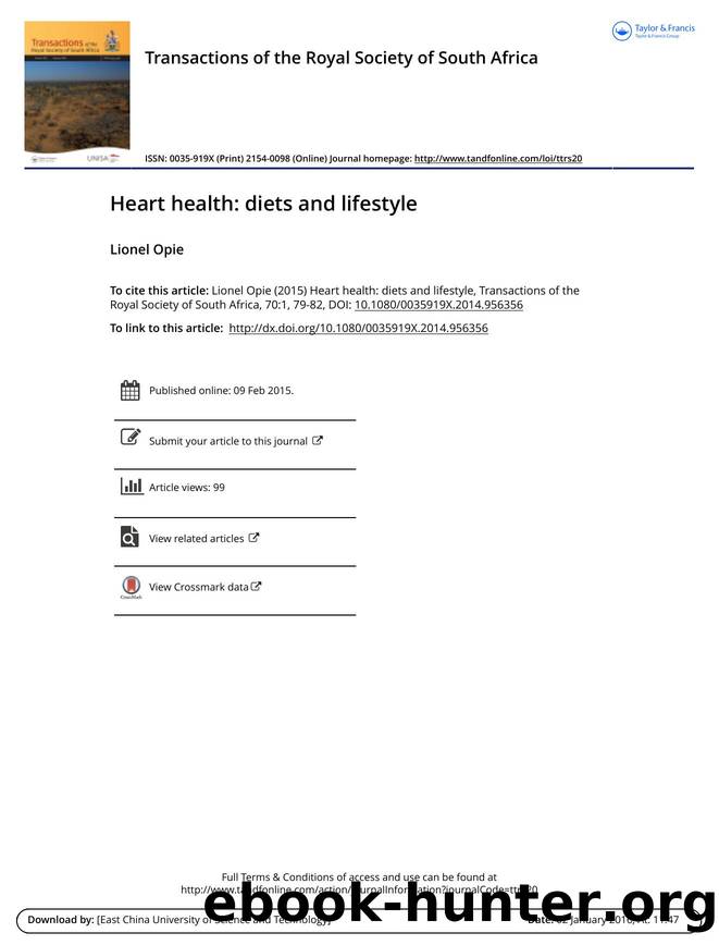 Heart health: diets and lifestyle by Lionel Opie