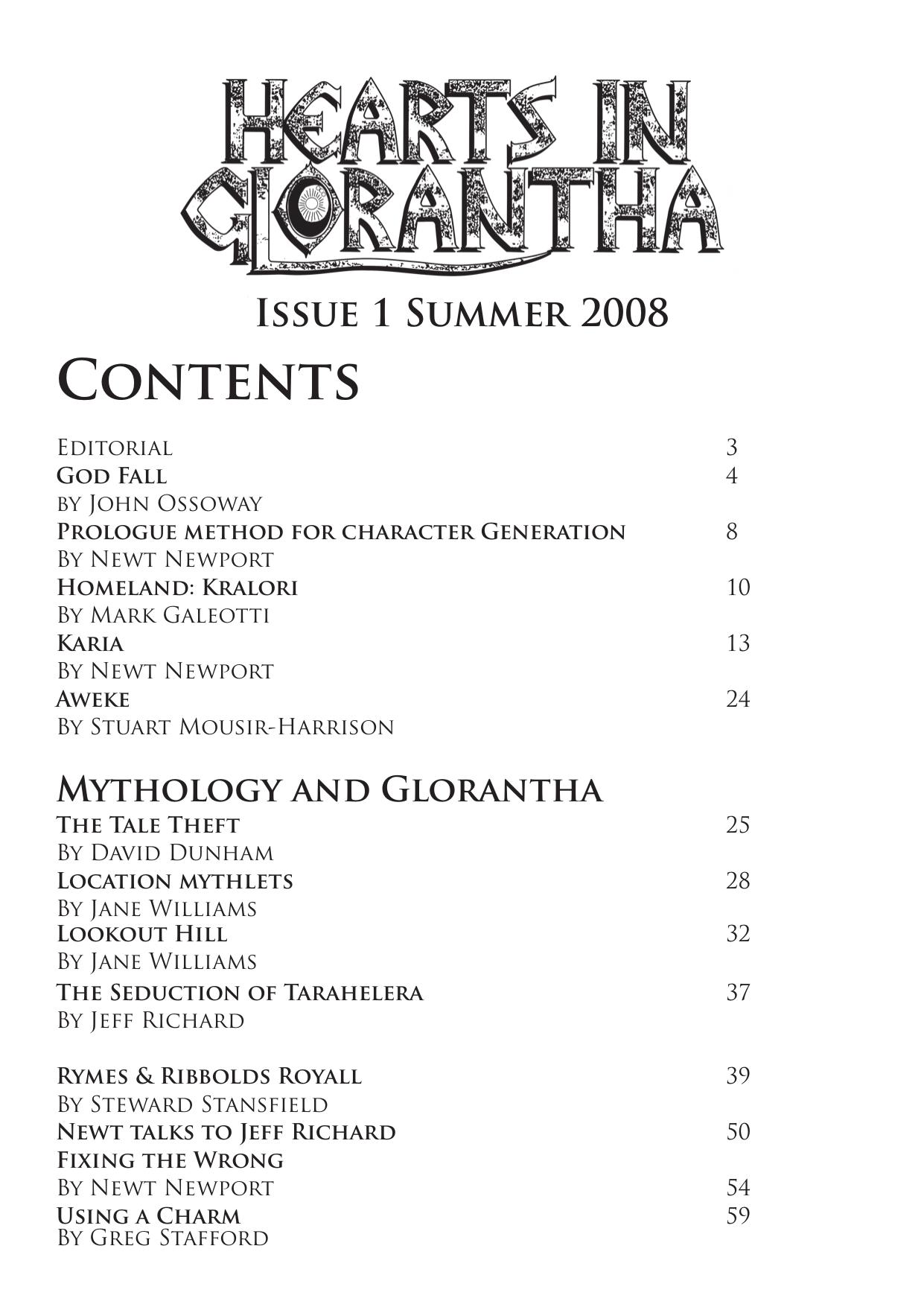 Hearts in Glorantha issue 1 by Newt Newport and friends