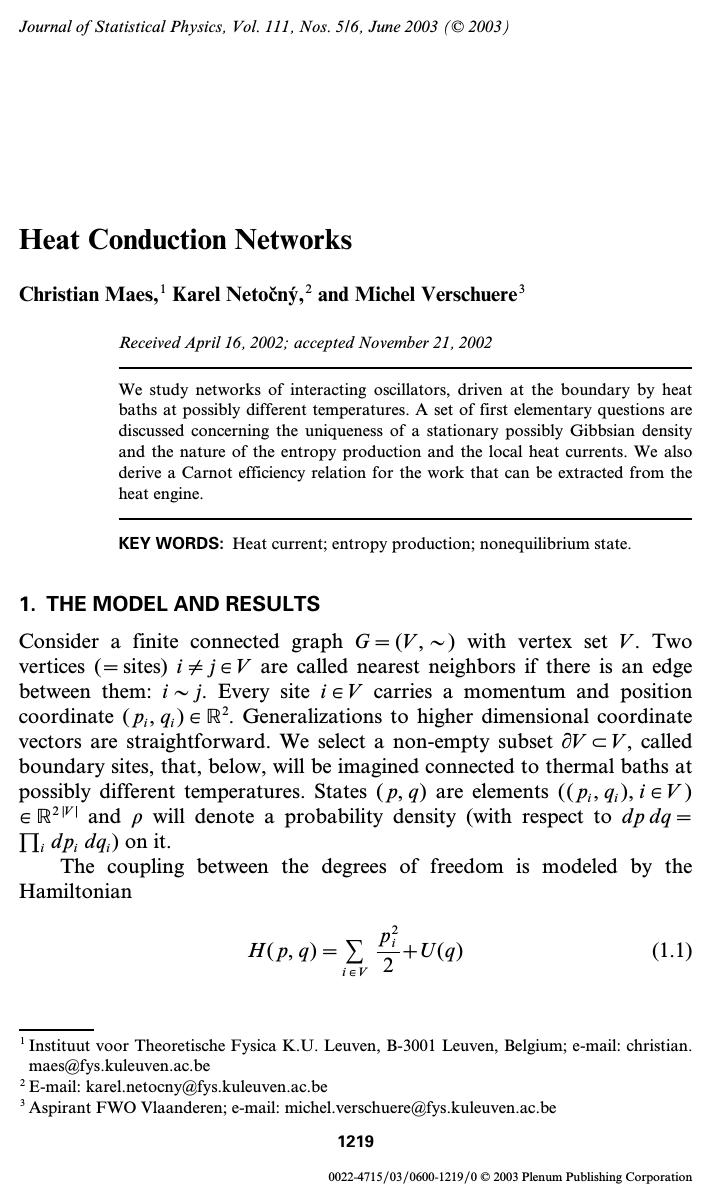 Heat Conduction Networks by Unknown