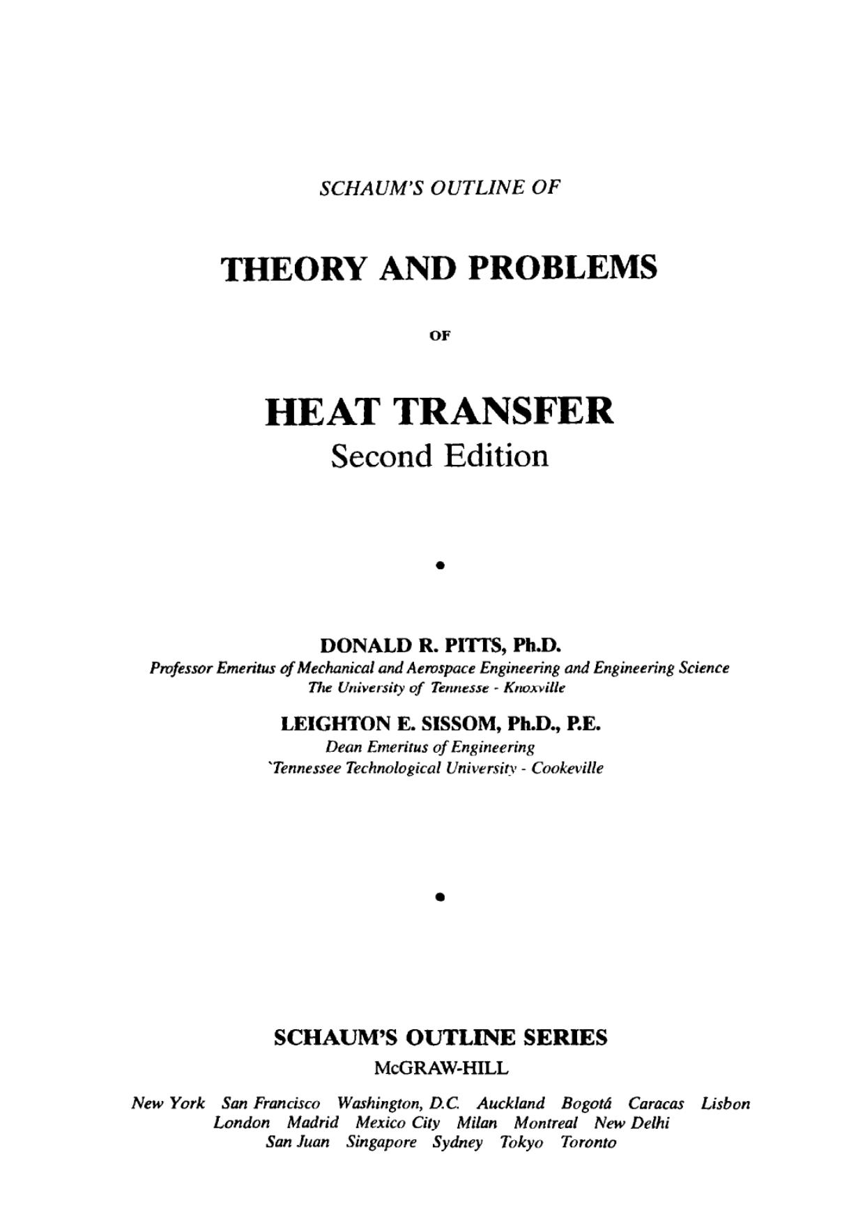 Heat Transfer by Donald R. Pitts Leighton E. Sissom
