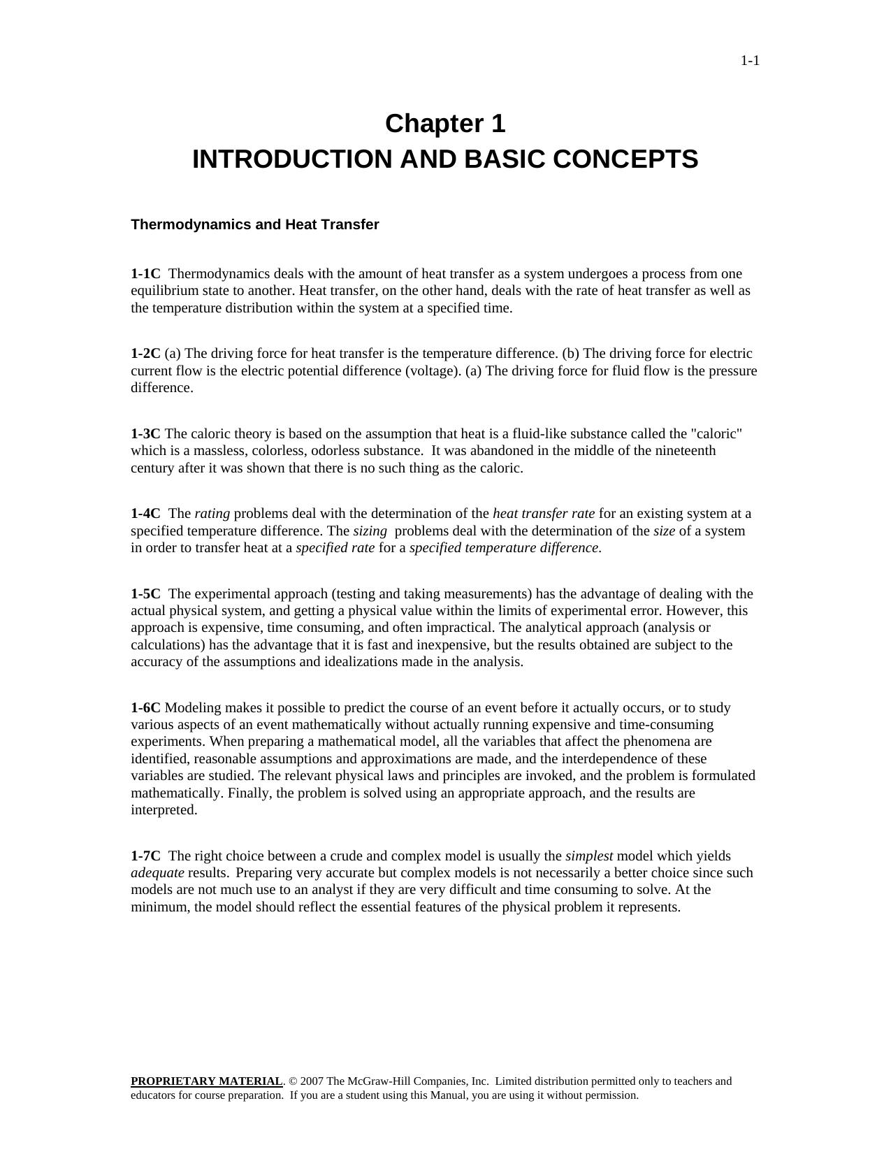 Heat and Mass Transfer: A Practical Approach 3rd - SOLUTIONS MANUAL by Yunus Cengel