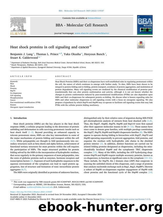 Heat shock proteins in cell signaling and cancer by Benjamin J. Lang & Thomas L. Prince & Yuka Okusha & Heeyoun Bunch & Stuart K. Calderwood