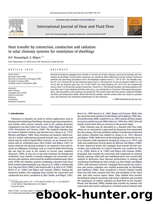 Heat transfer by convection, conduction and radiation in solar chimney systems for ventilation of dwellings by H.F. Nouanégué; E. Bilgen