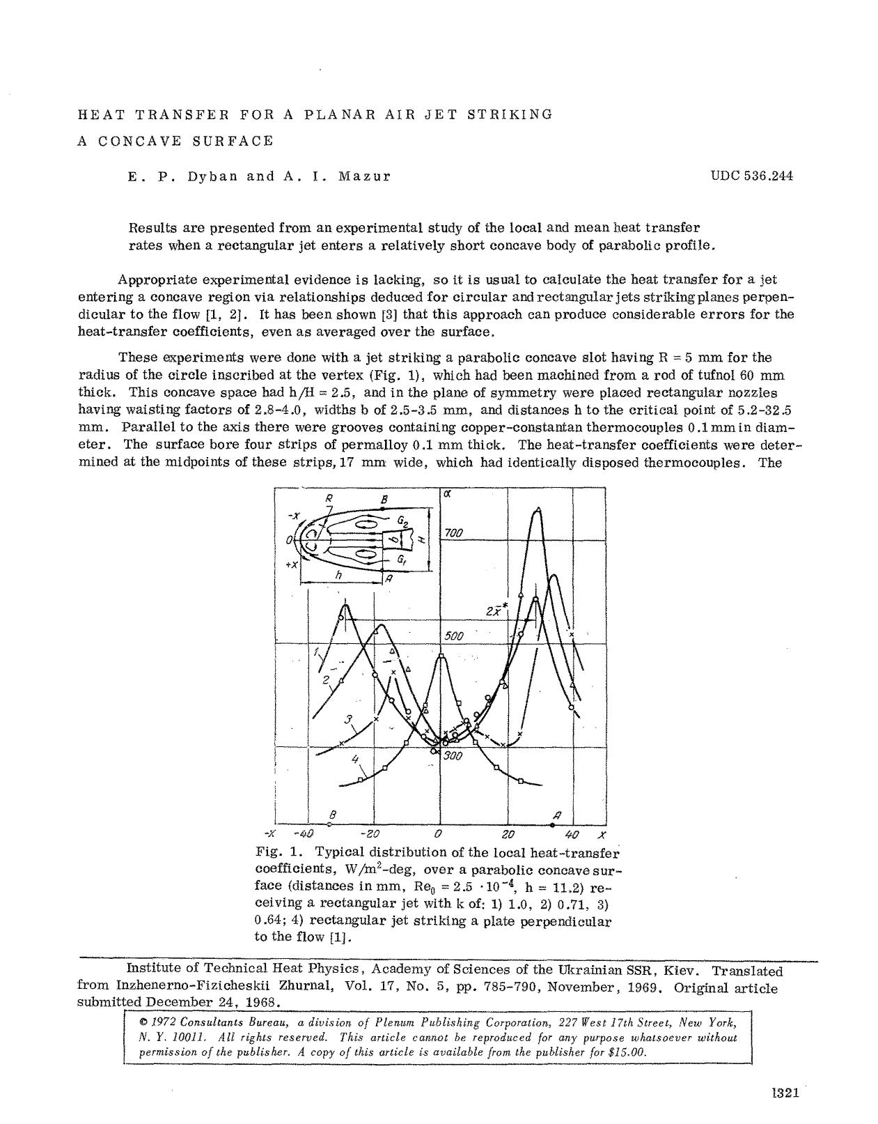 Heat transfer for a planar air jet striking a concave surface by Unknown