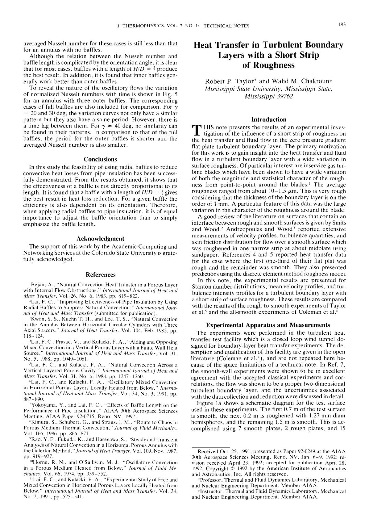 Heat transfer in turbulent boundary layers with a short strip of roughness by Unknown
